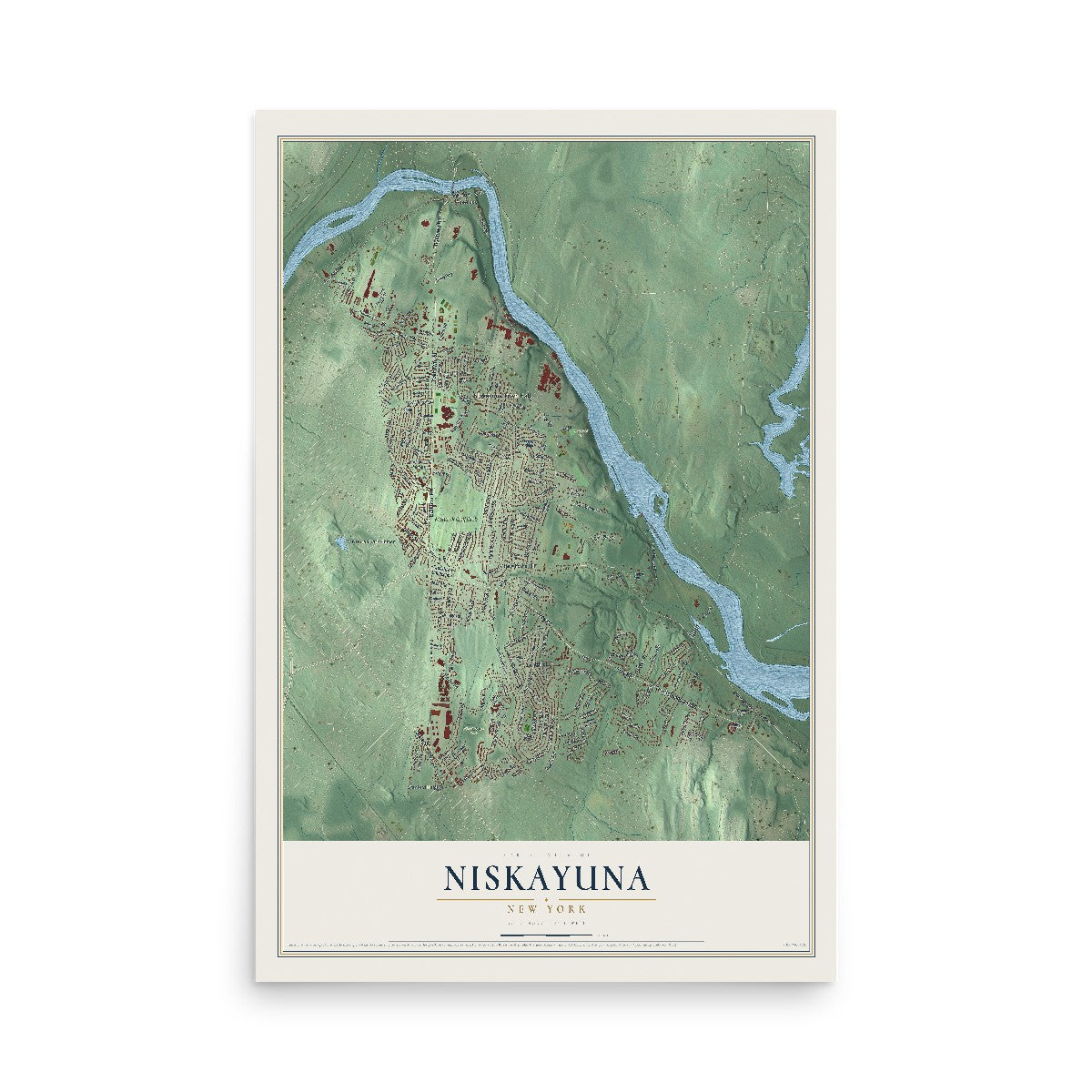 Niskayuna, New York map print, 12" x 18" Archival Matte Print mockup
