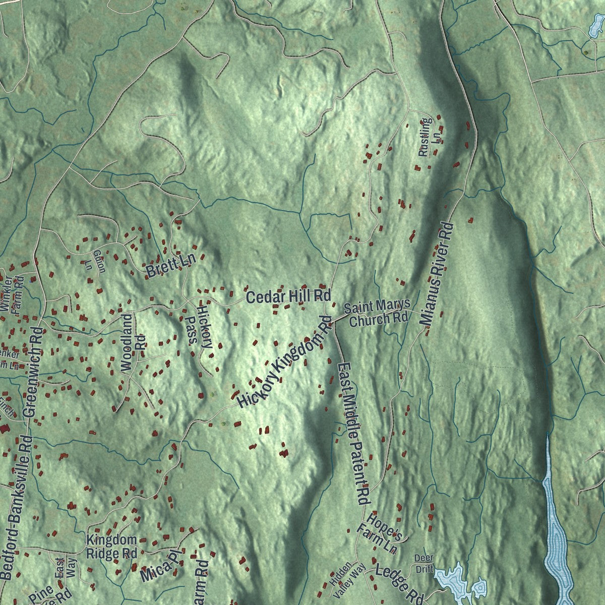Close-up 2 of the North Castle, New York map artwork