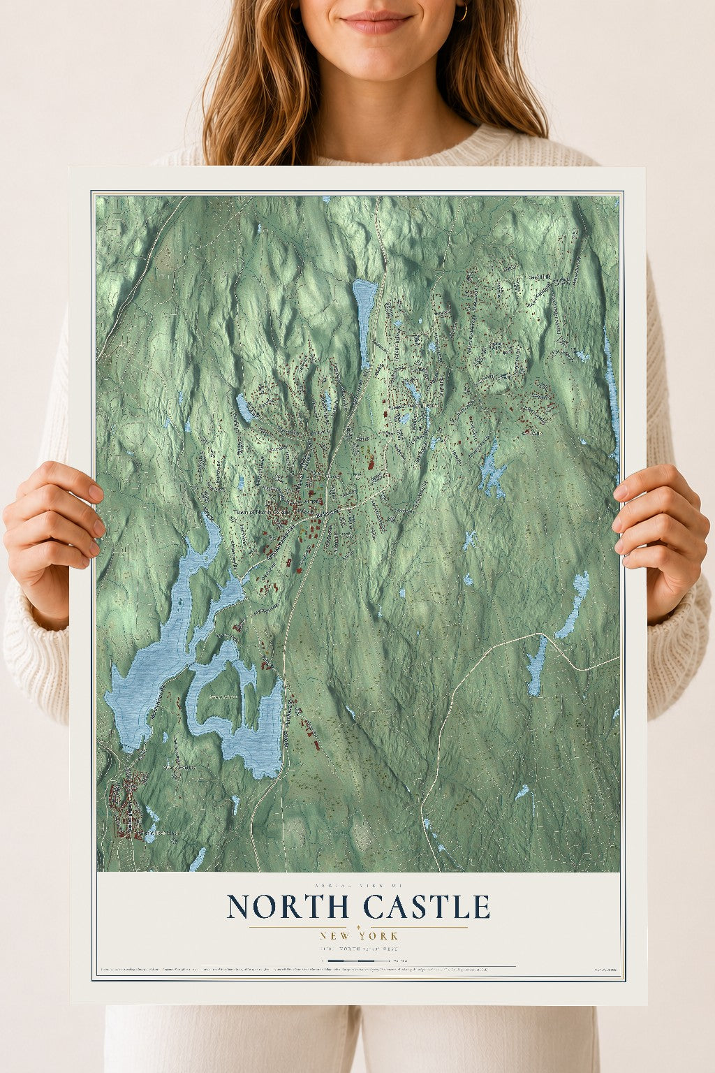 North Castle, New York map print, 18" x 24" Archival Matte Print mockup