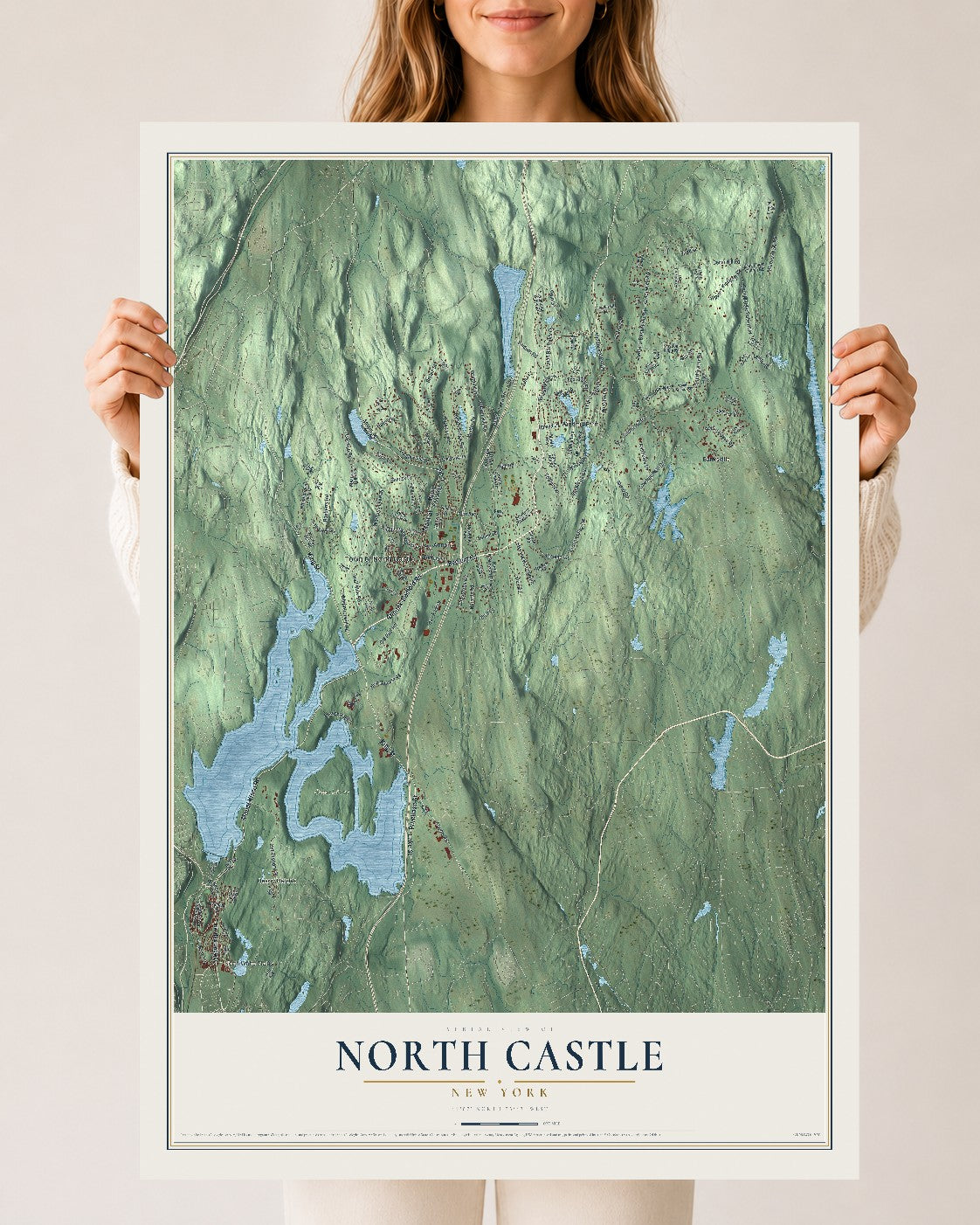North Castle, New York map print, 24" x 36" Archival Matte Print mockup