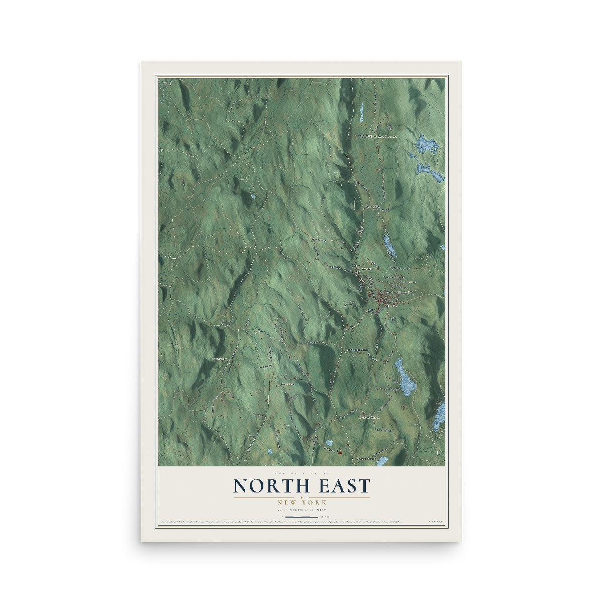 North East, New York map print, 12" x 18" Archival Matte Print mockup