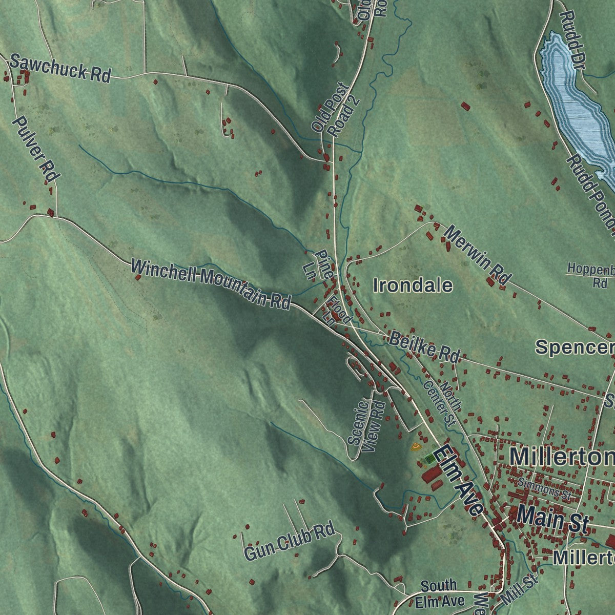 Close-up 1 of the North East, New York map artwork