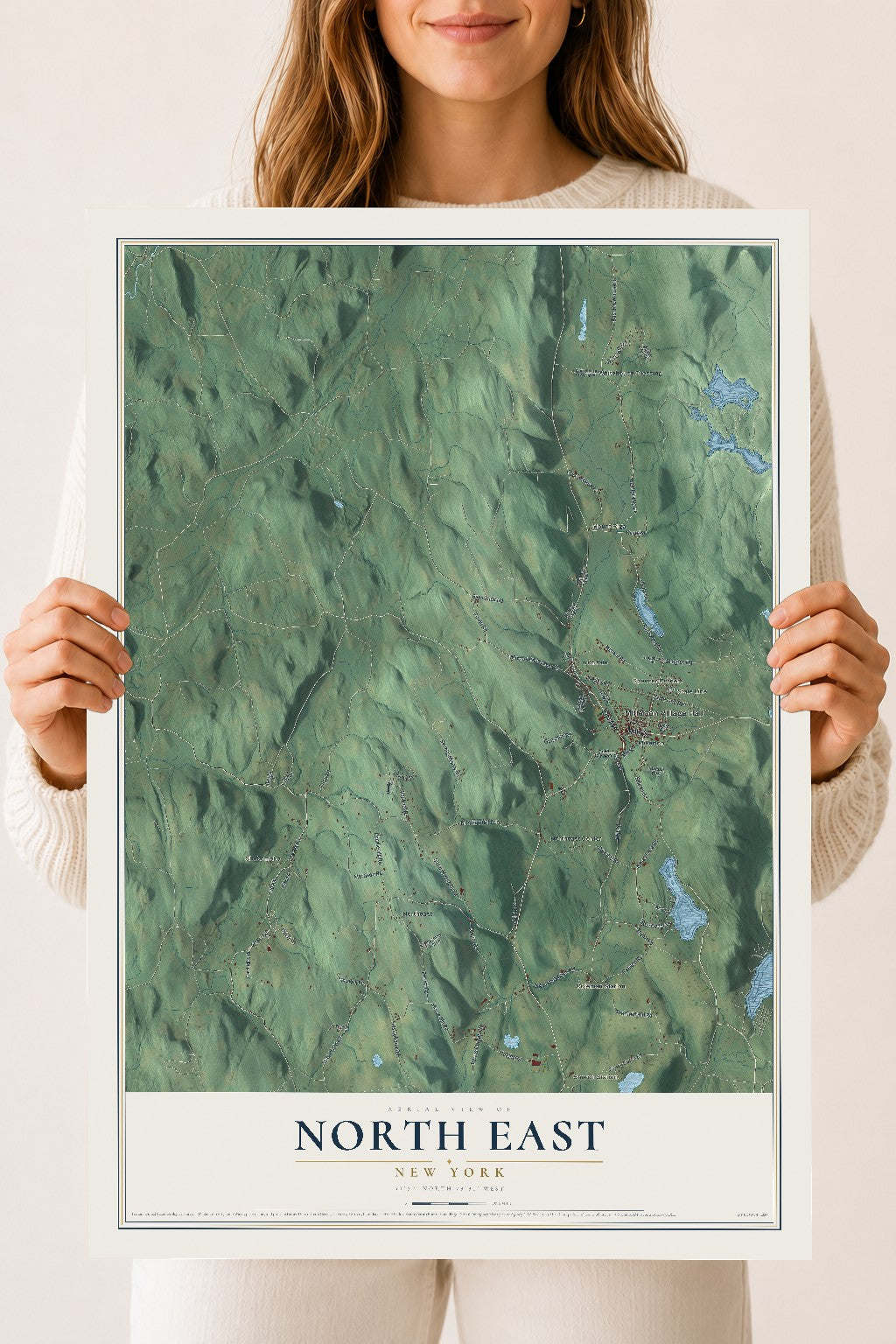 North East, New York map print, 18" x 24" Archival Matte Print mockup