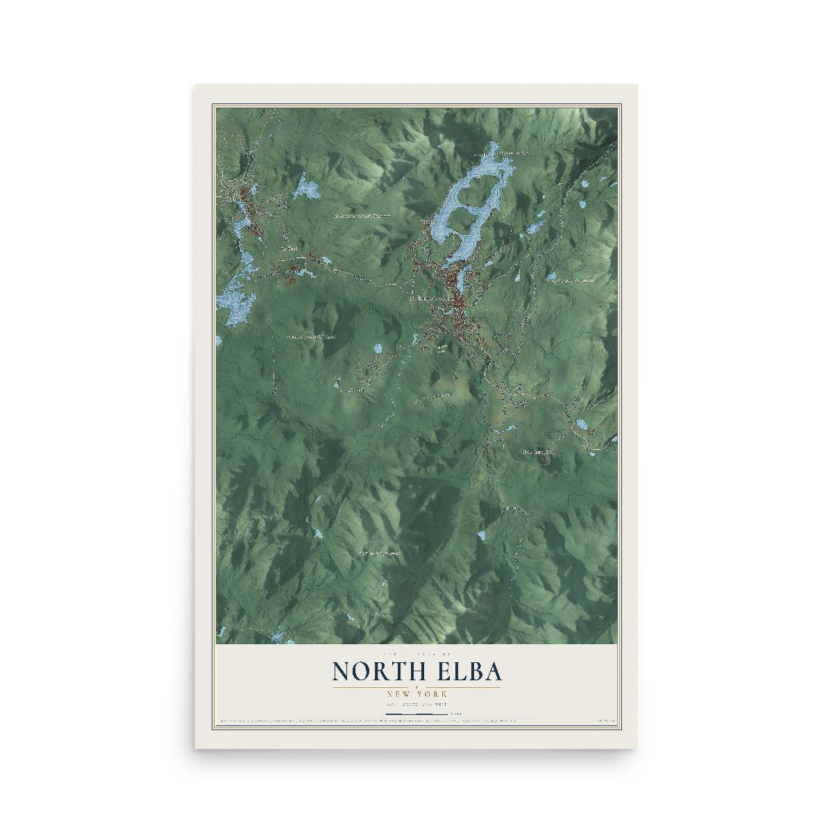 North Elba, New York map print, 12" x 18" Archival Matte Print mockup