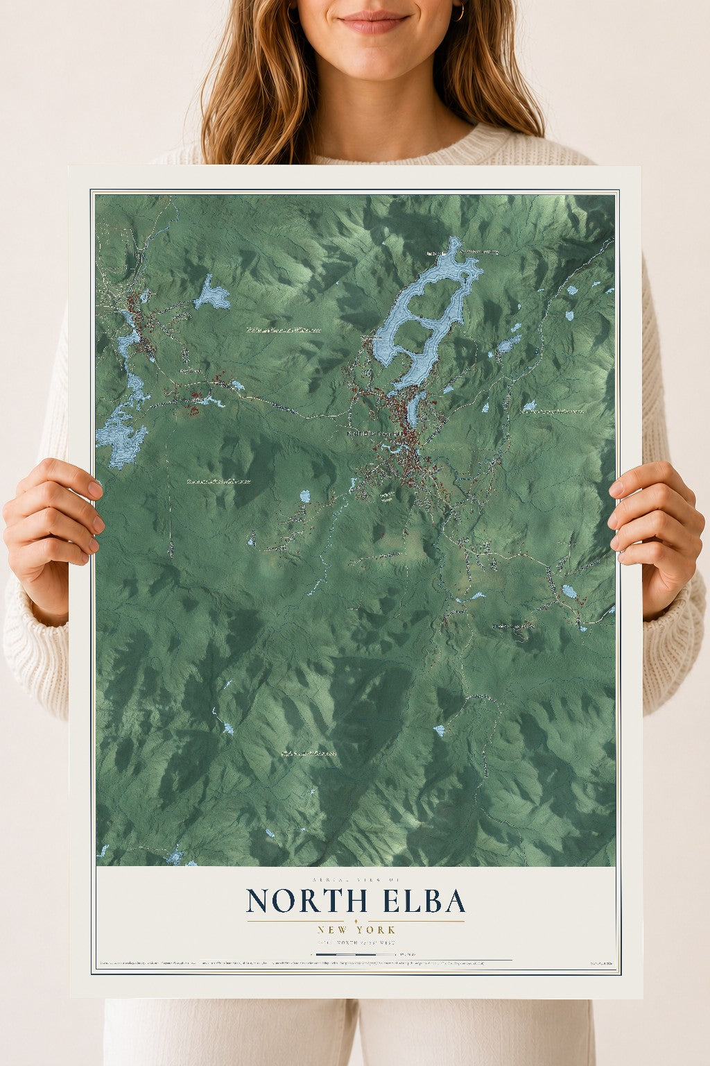 North Elba, New York map print, 18" x 24" Archival Matte Print mockup