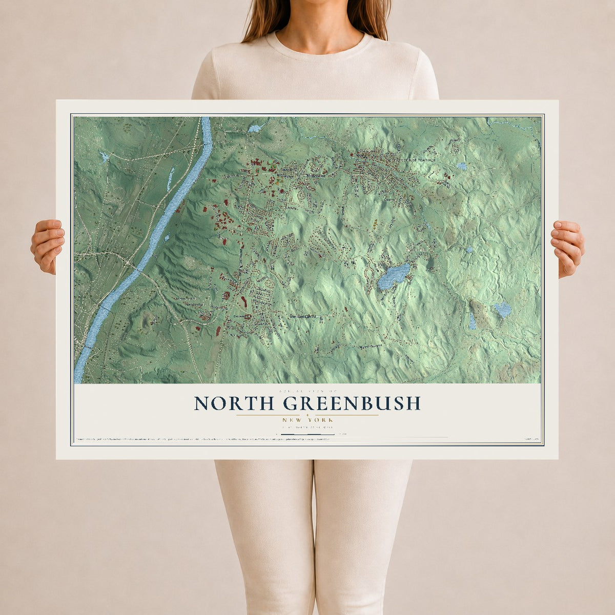 North Greenbush, New York map print, 24" x 36" Archival Matte Print mockup