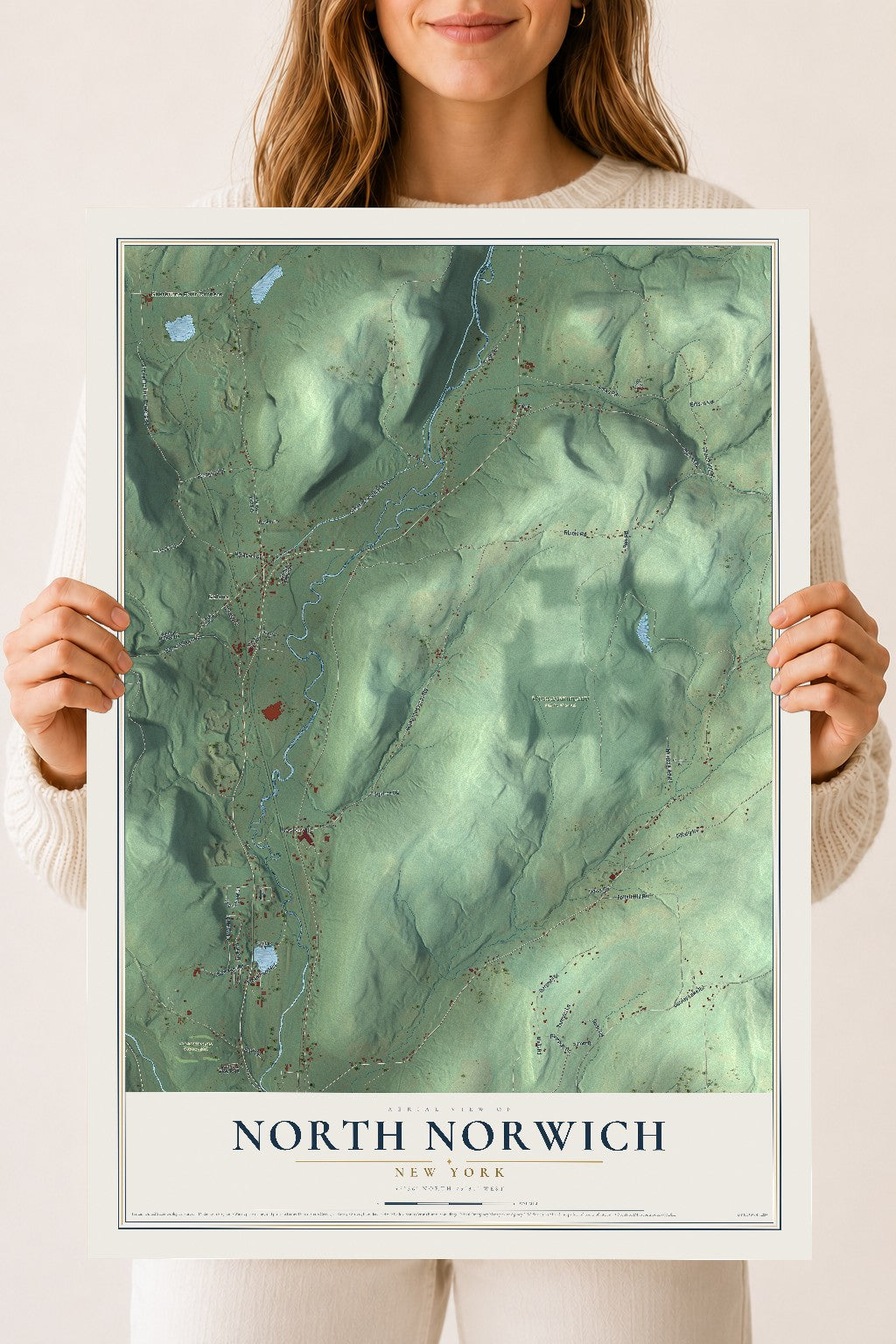 North Norwich, New York map print, 18" x 24" Archival Matte Print mockup