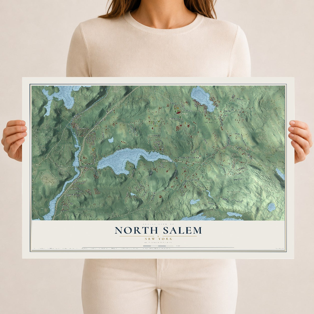 Map of North Salem, New York, 12 x 18 inch unframed archival matte print