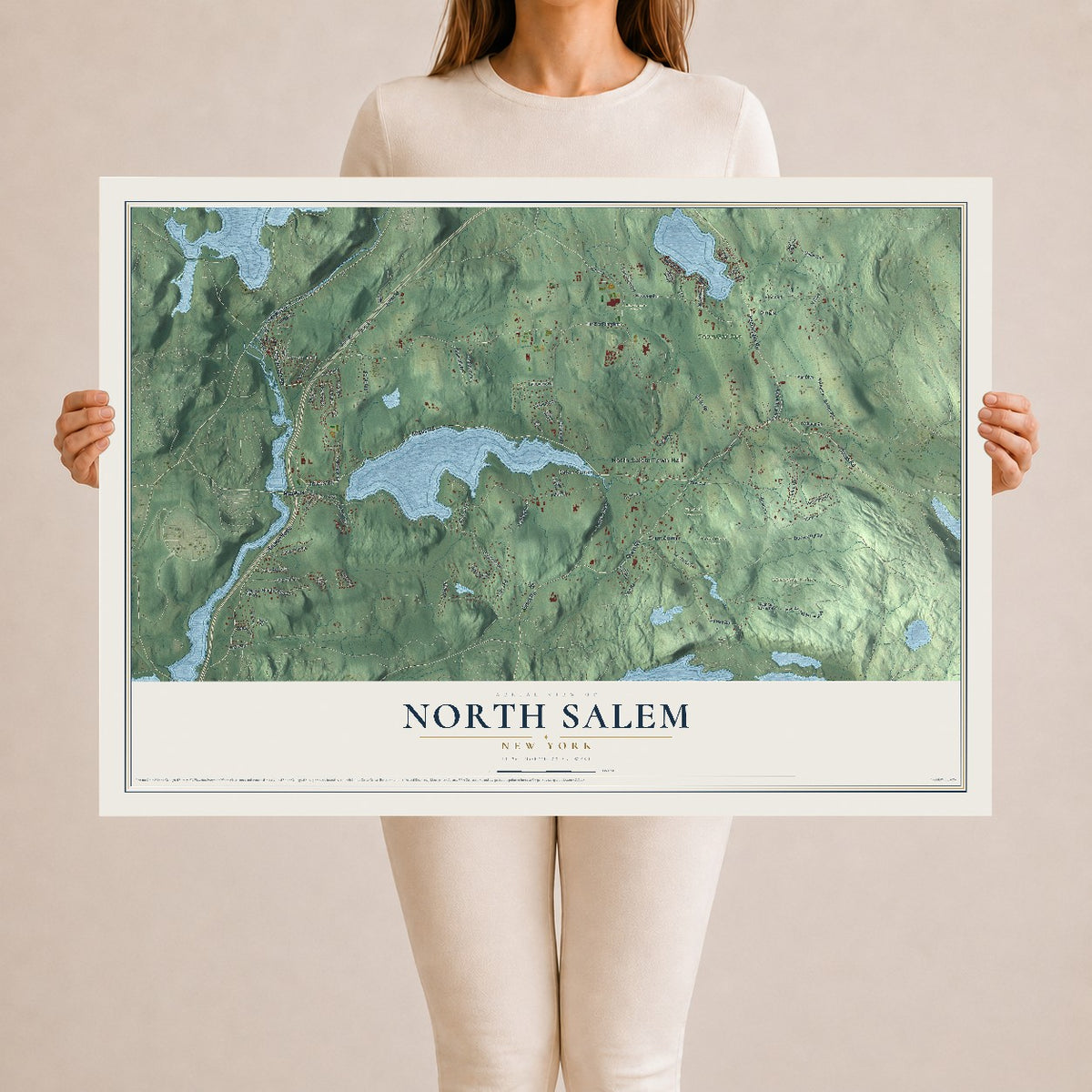 Map of North Salem, New York, 24 x 36 inch unframed archival matte print