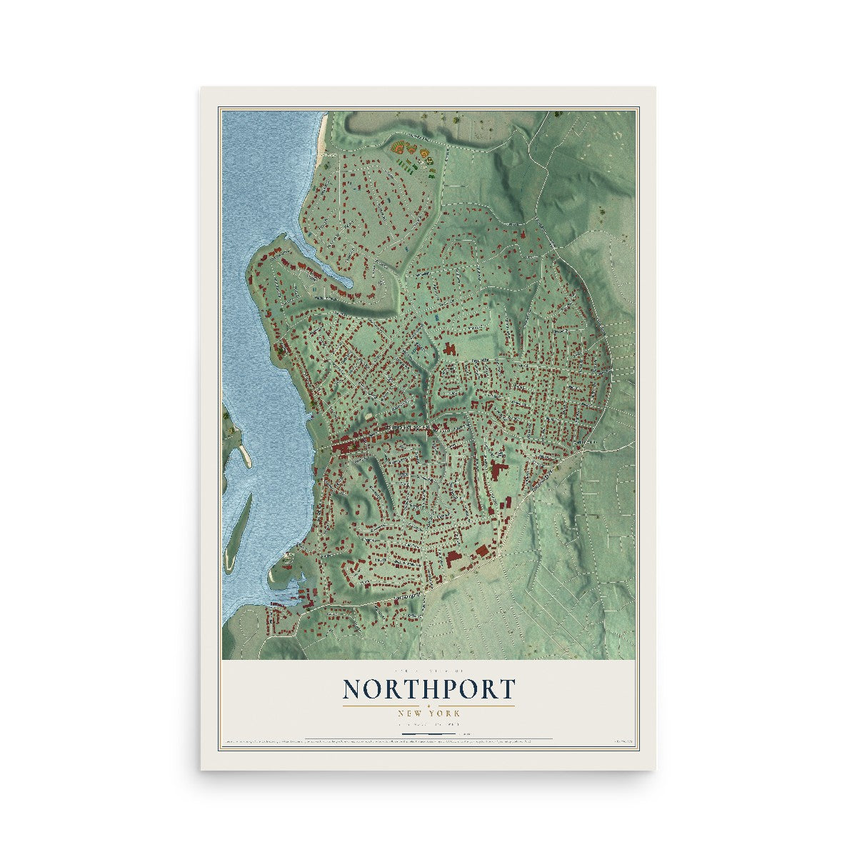 Northport, New York map print, 12" x 18" Archival Matte Print mockup