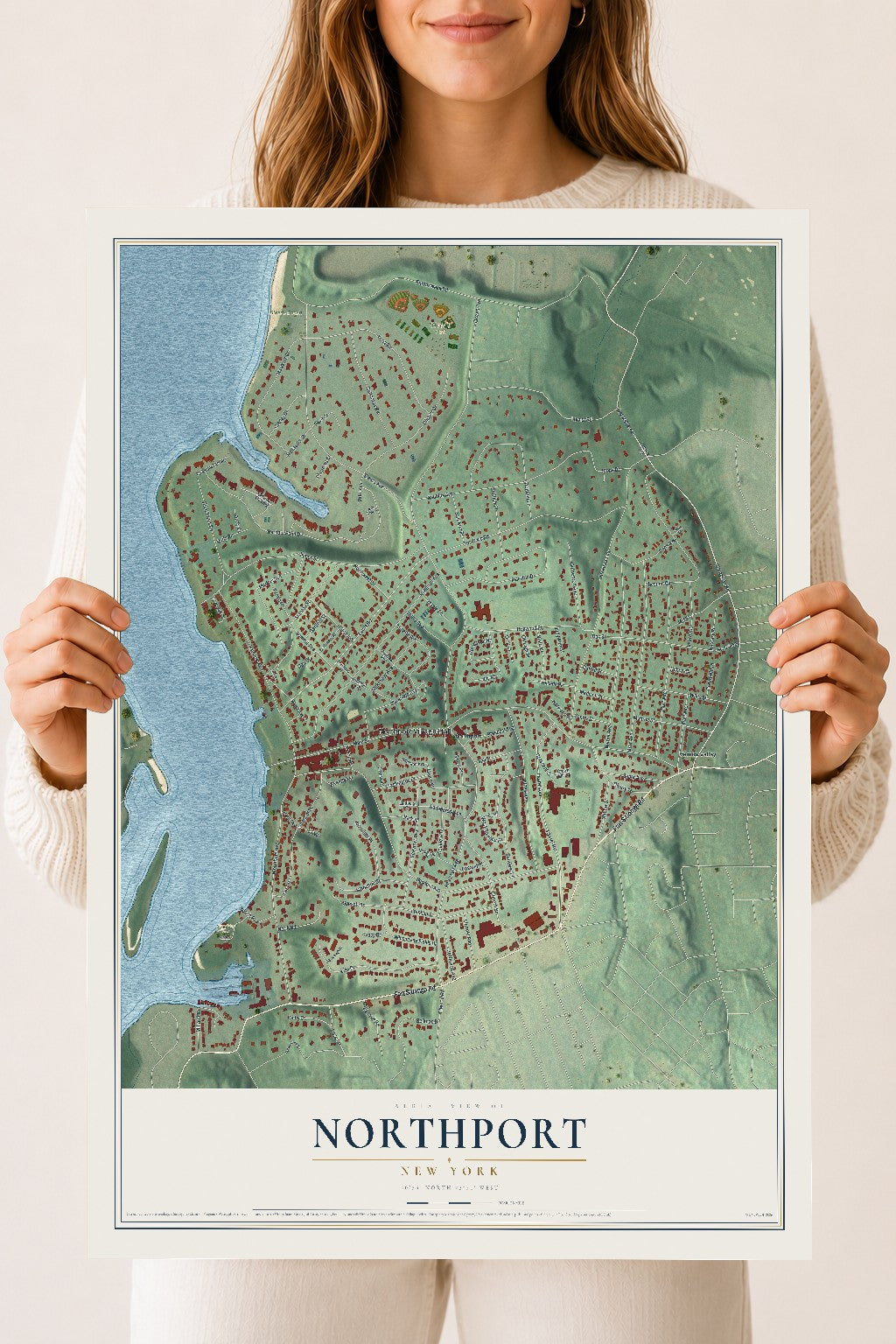 Northport, New York map print, 18" x 24" Archival Matte Print mockup