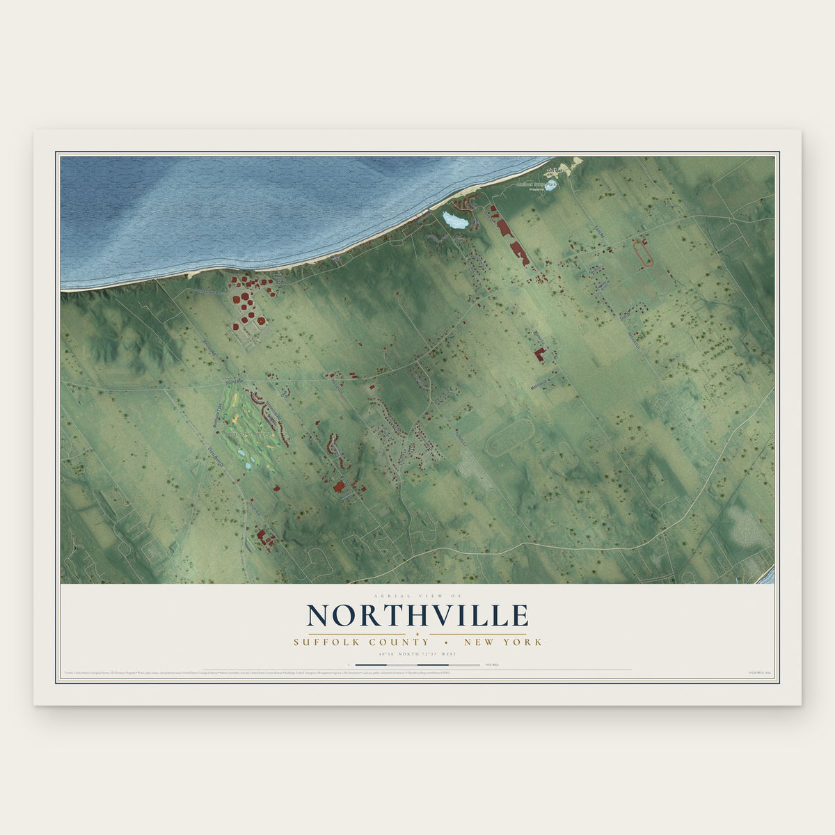 Northville, Suffolk County, New York map print, the full design