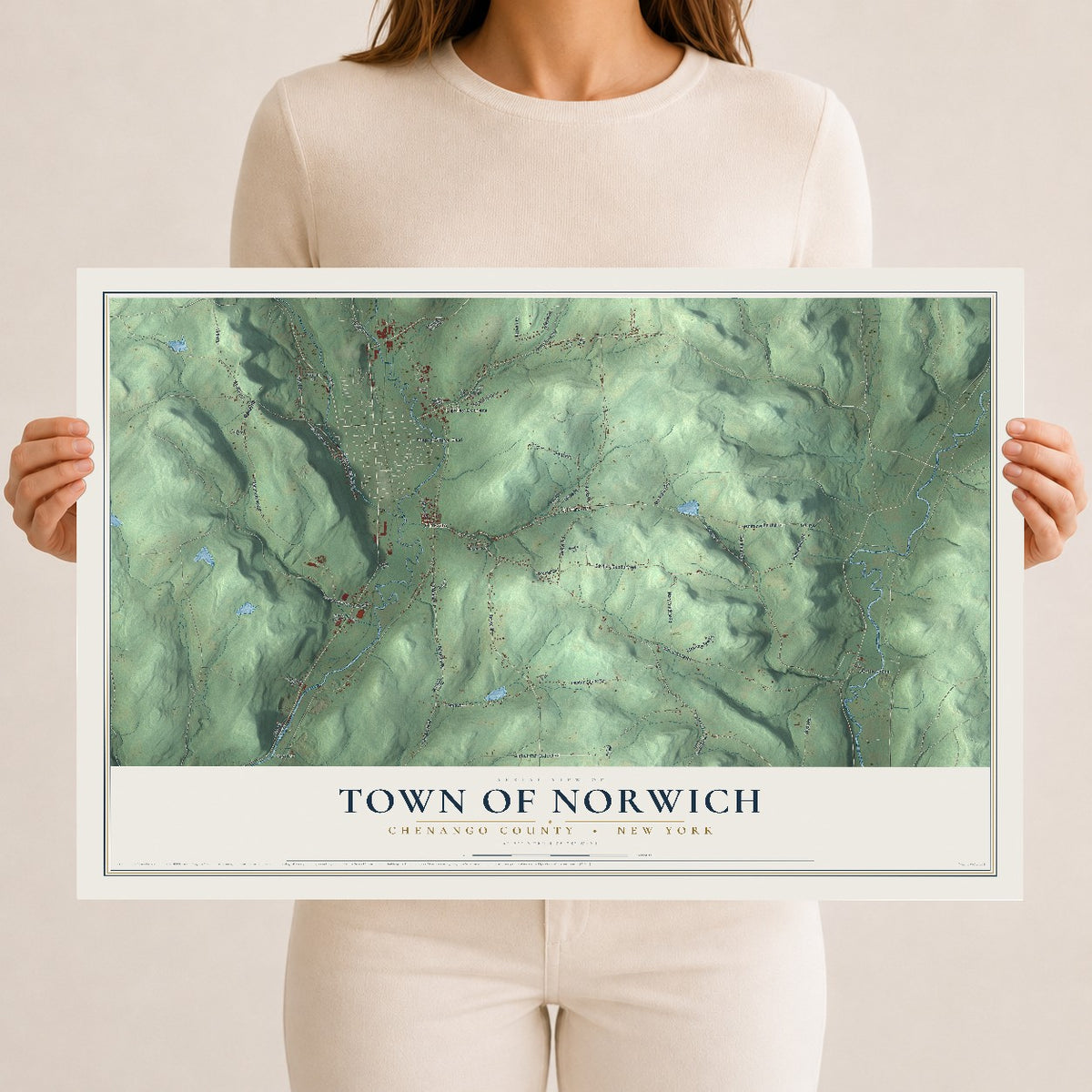Norwich, New York map print, 12" x 18" Archival Matte Print mockup