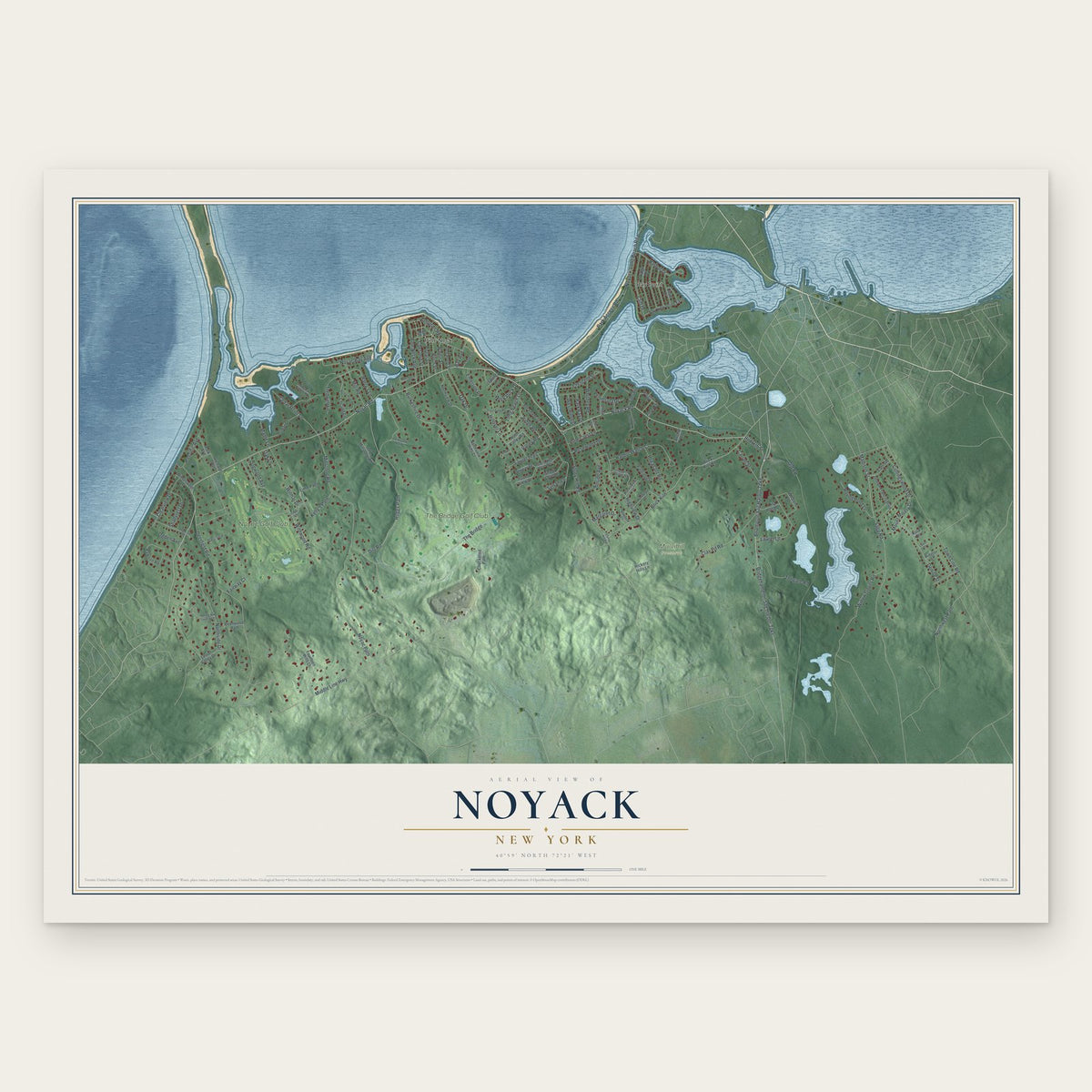 Noyack, New York map print, the full design