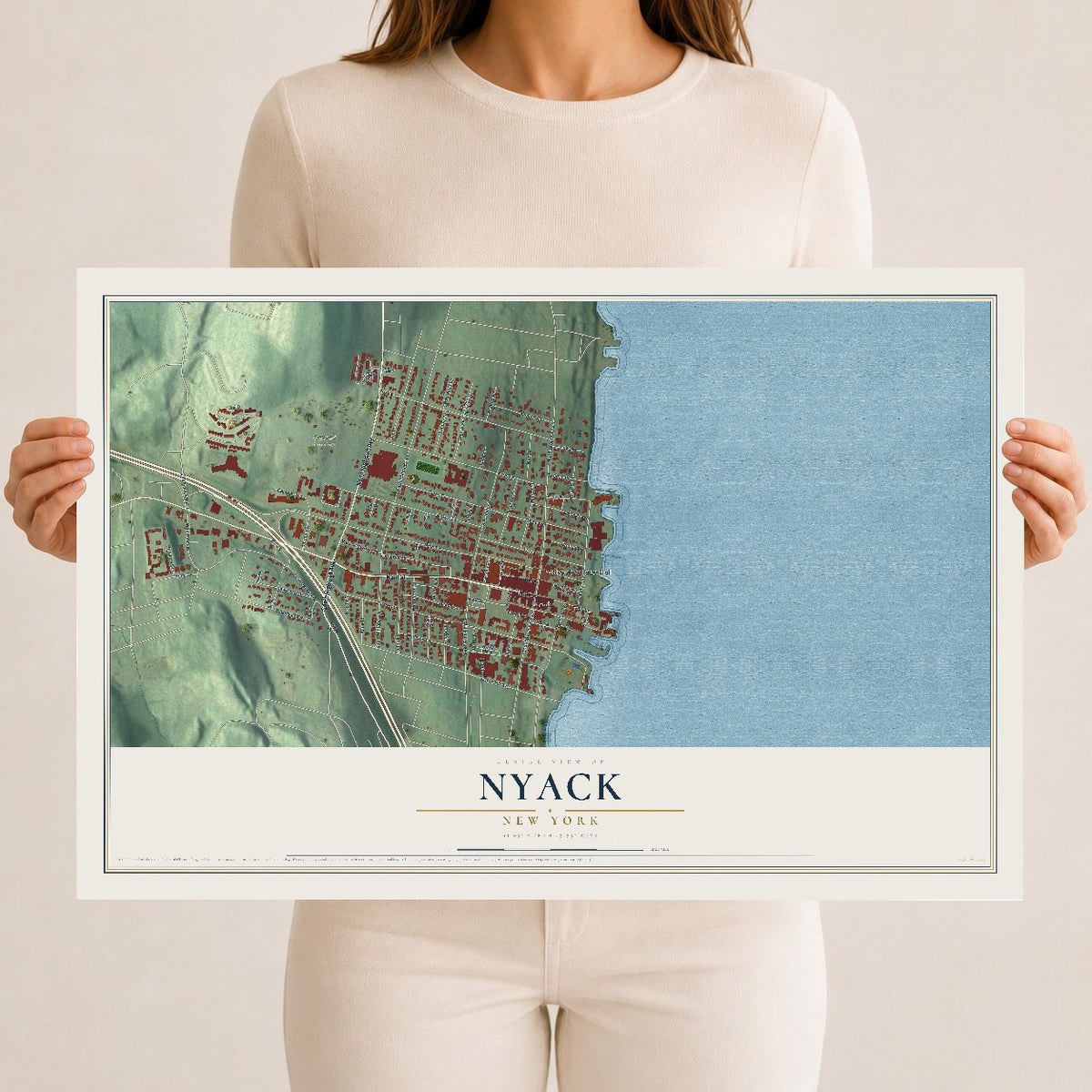 Nyack, New York map print, 12" x 18" Archival Matte Print mockup