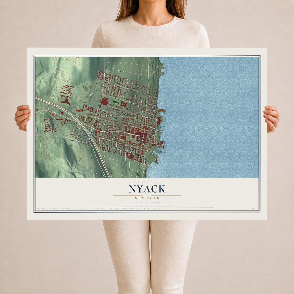Nyack, New York map print, 24" x 36" Archival Matte Print mockup