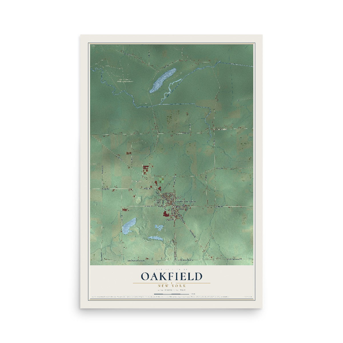 Oakfield, New York map print, 12" x 18" Archival Matte Print mockup