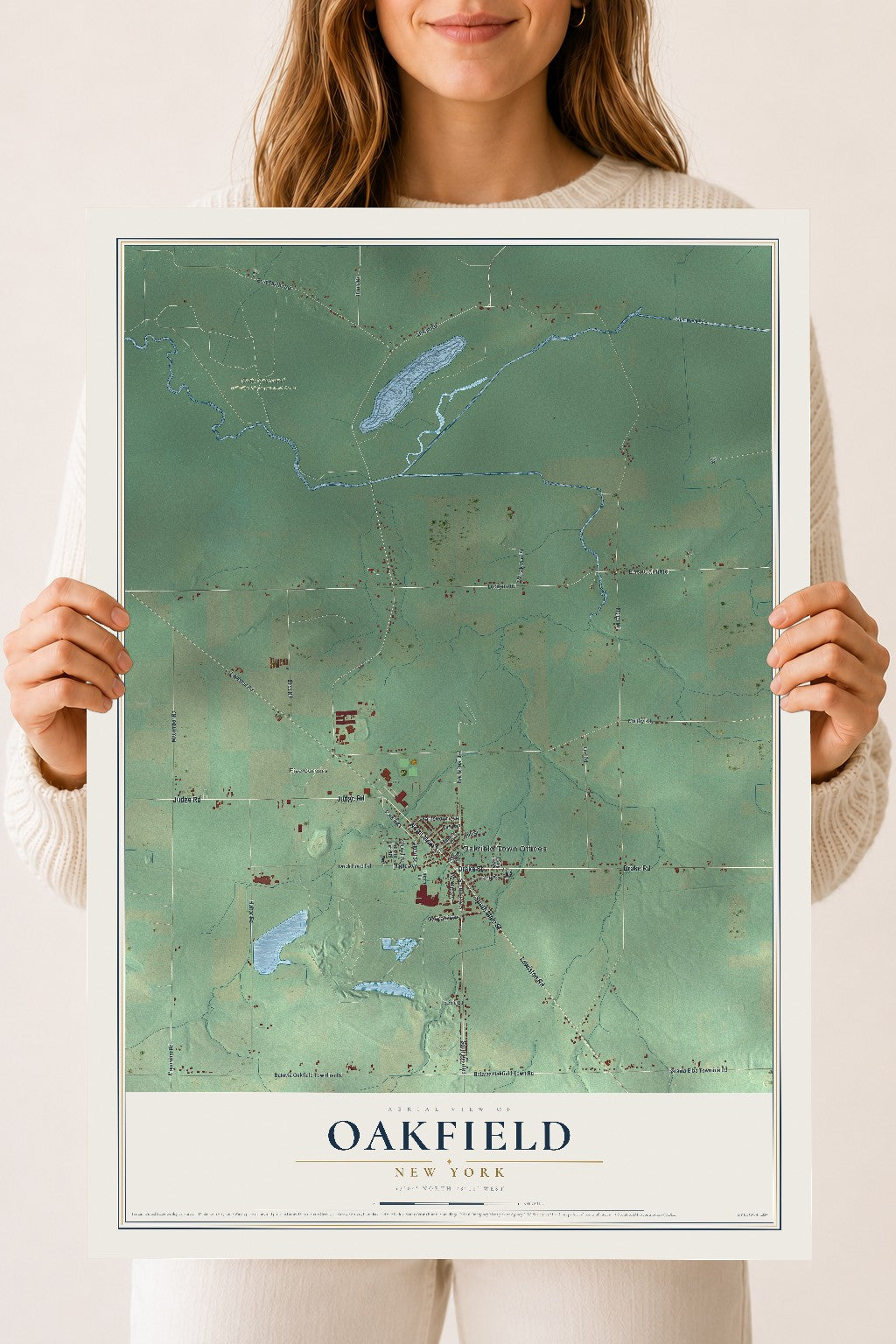 Oakfield, New York map print, 18" x 24" Archival Matte Print mockup
