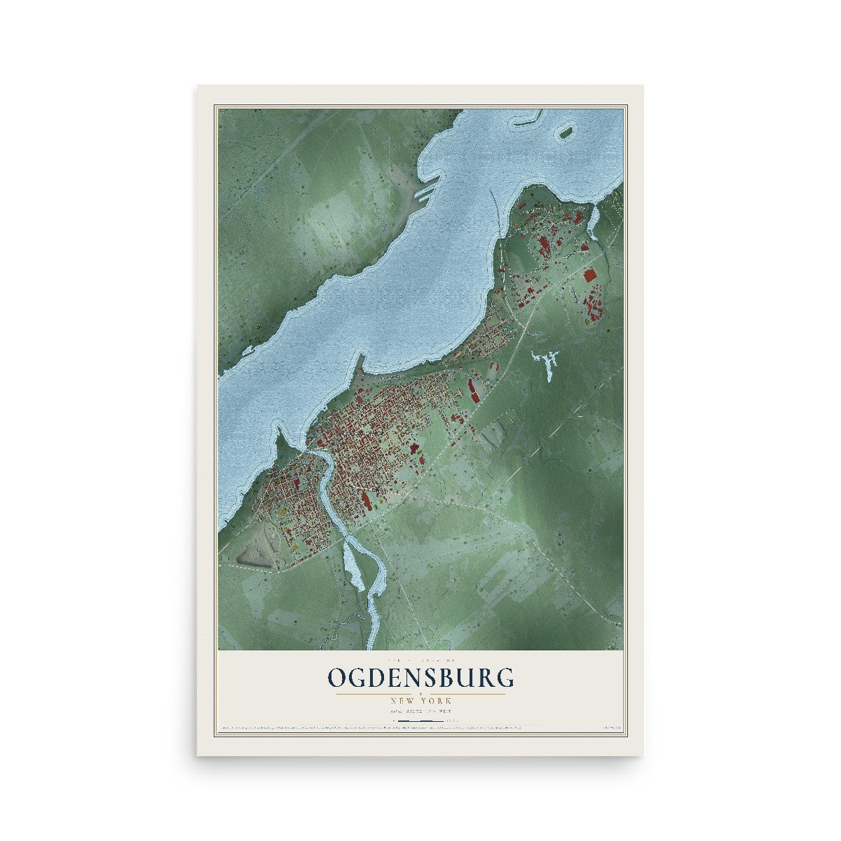 Ogdensburg, New York map print, 12" x 18" Archival Matte Print mockup