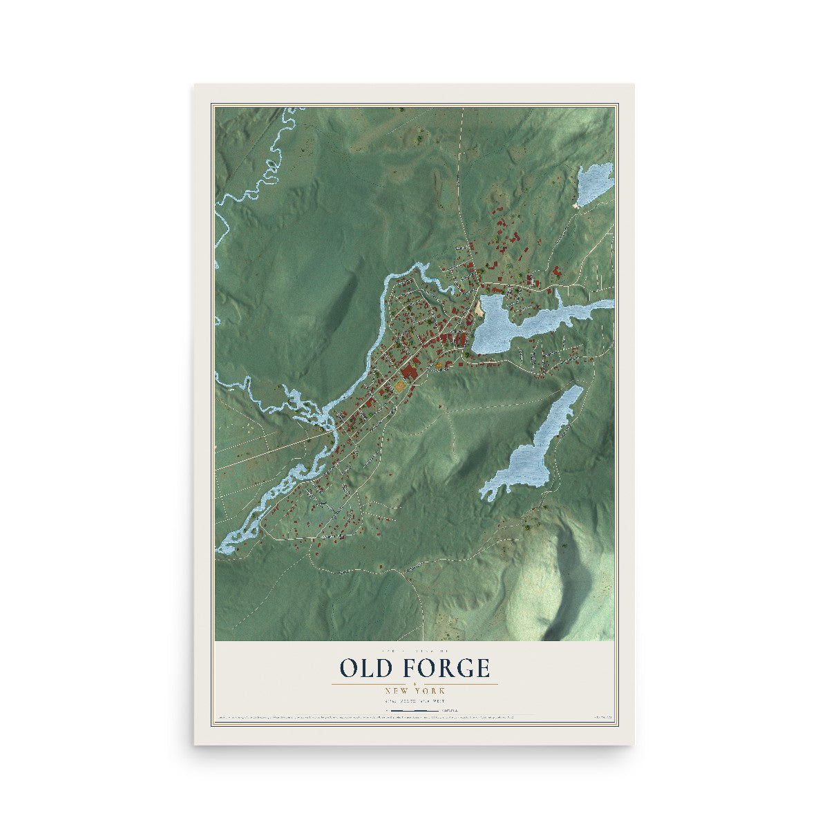 Old Forge, New York map print, 12" x 18" Archival Matte Print mockup