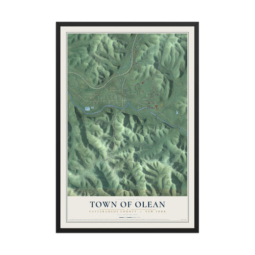 Map of the Town of Olean, Cattaraugus County, New York, 12 x 18 inch print in a black wood frame