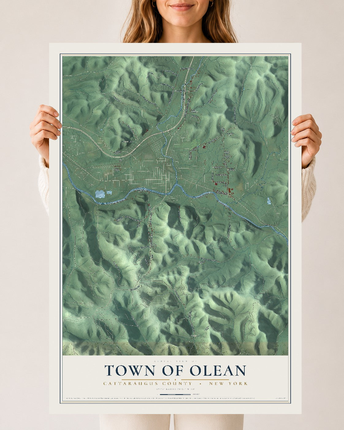 Olean, New York map print, 24" x 36" Archival Matte Print mockup