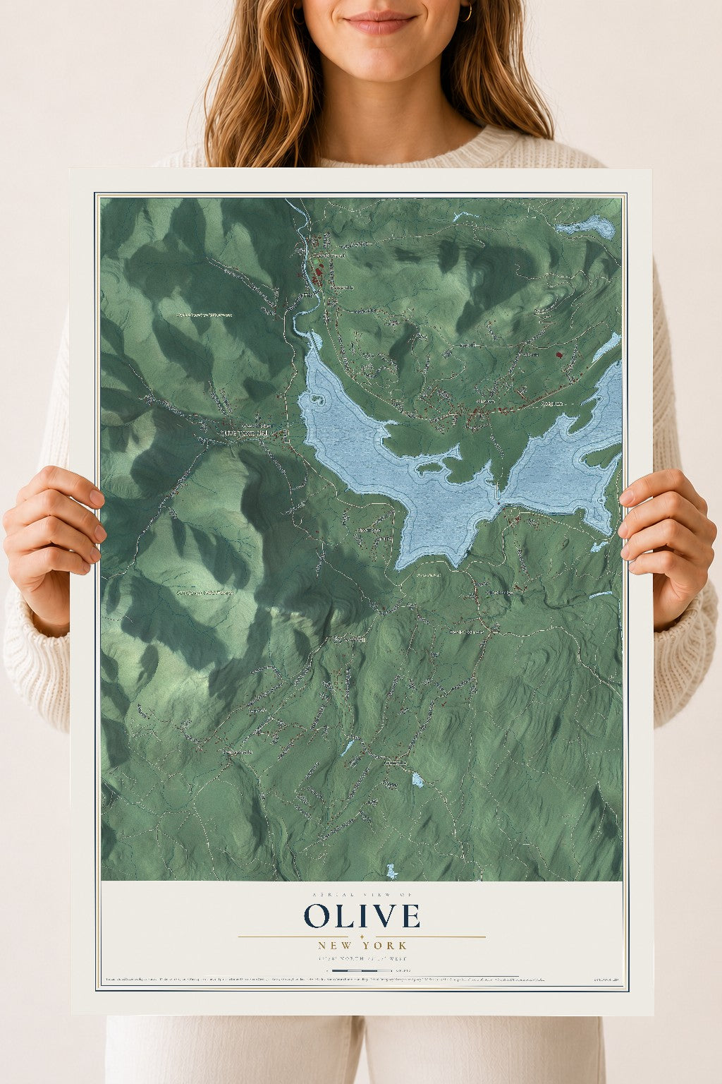 Olive, New York map print, 18" x 24" Archival Matte Print mockup