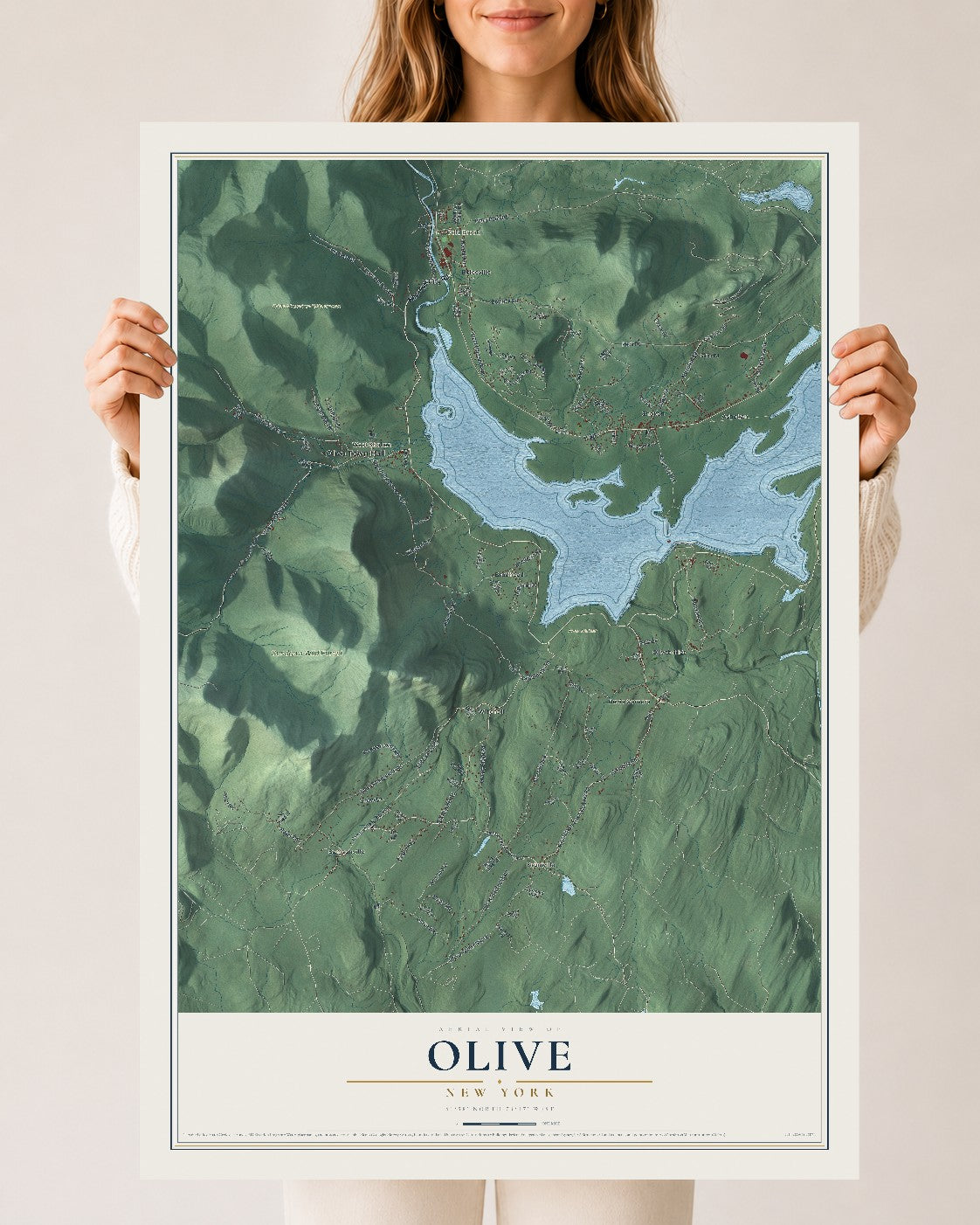 Olive, New York map print, 24" x 36" Archival Matte Print mockup