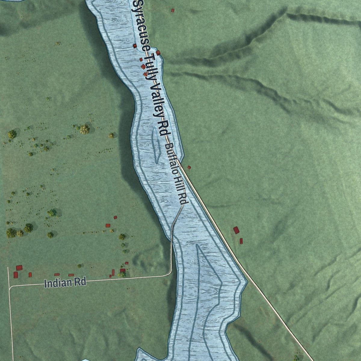 Close-up 2 of the Onondaga Nation Reservation, New York map artwork