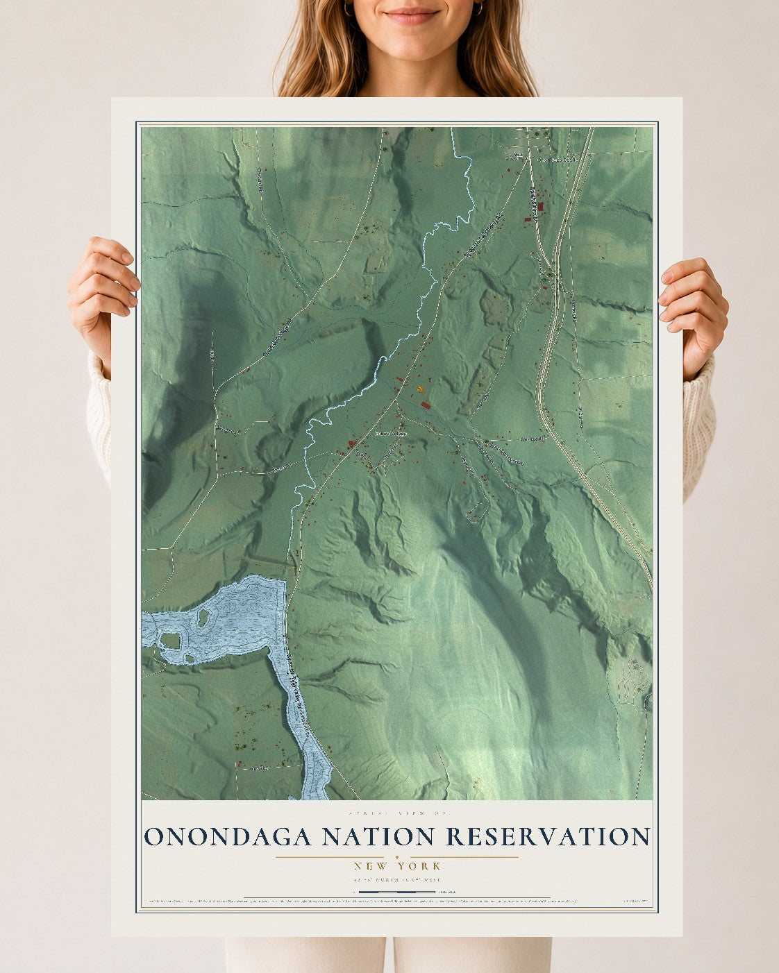 Onondaga Nation Reservation, New York map print, 24" x 36" Archival Matte Print mockup
