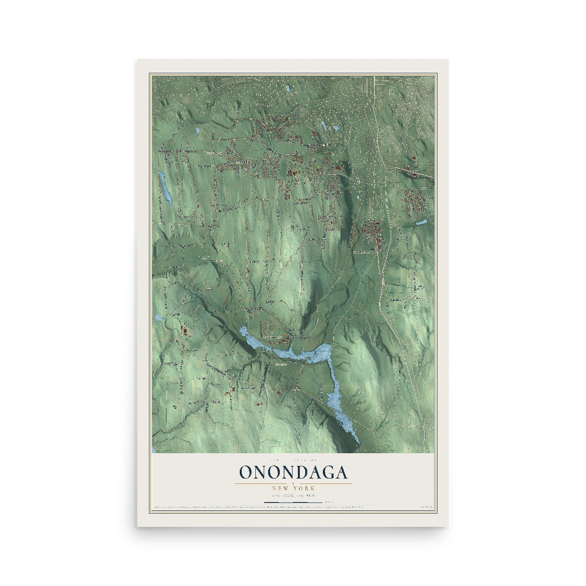 Onondaga, New York map print, 12" x 18" Archival Matte Print mockup