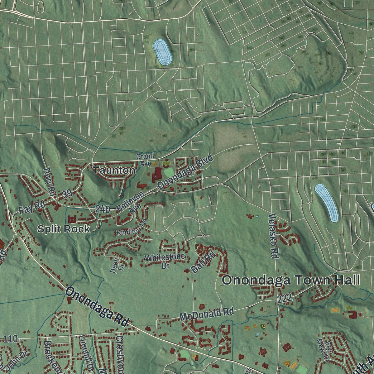 Close-up 1 of the Onondaga, New York map artwork