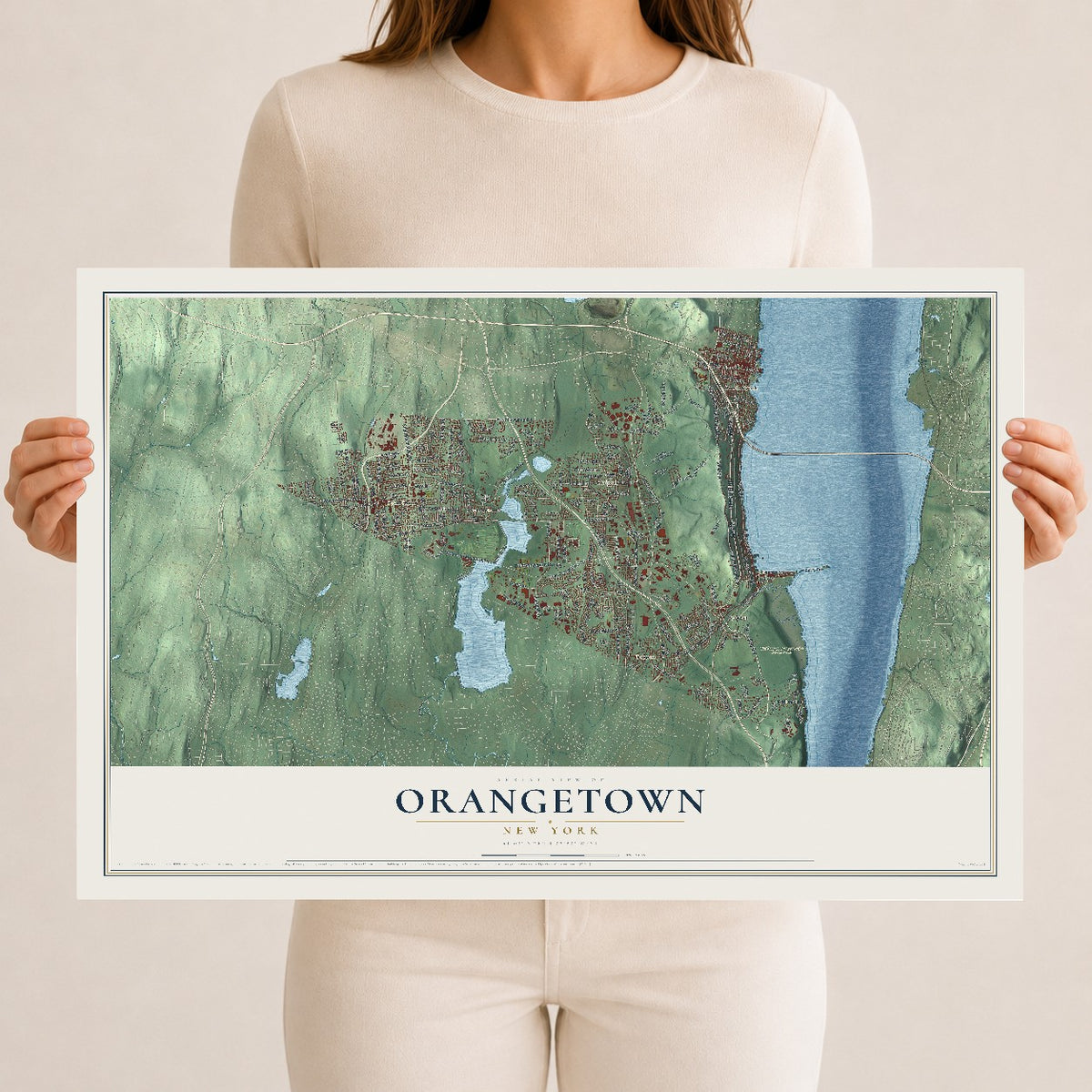 Orangetown, New York map print, 12" x 18" Archival Matte Print mockup