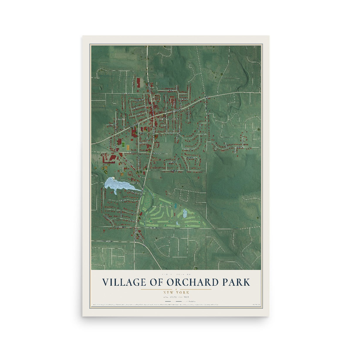 Orchard Park, New York map print, 12" x 18" Archival Matte Print mockup