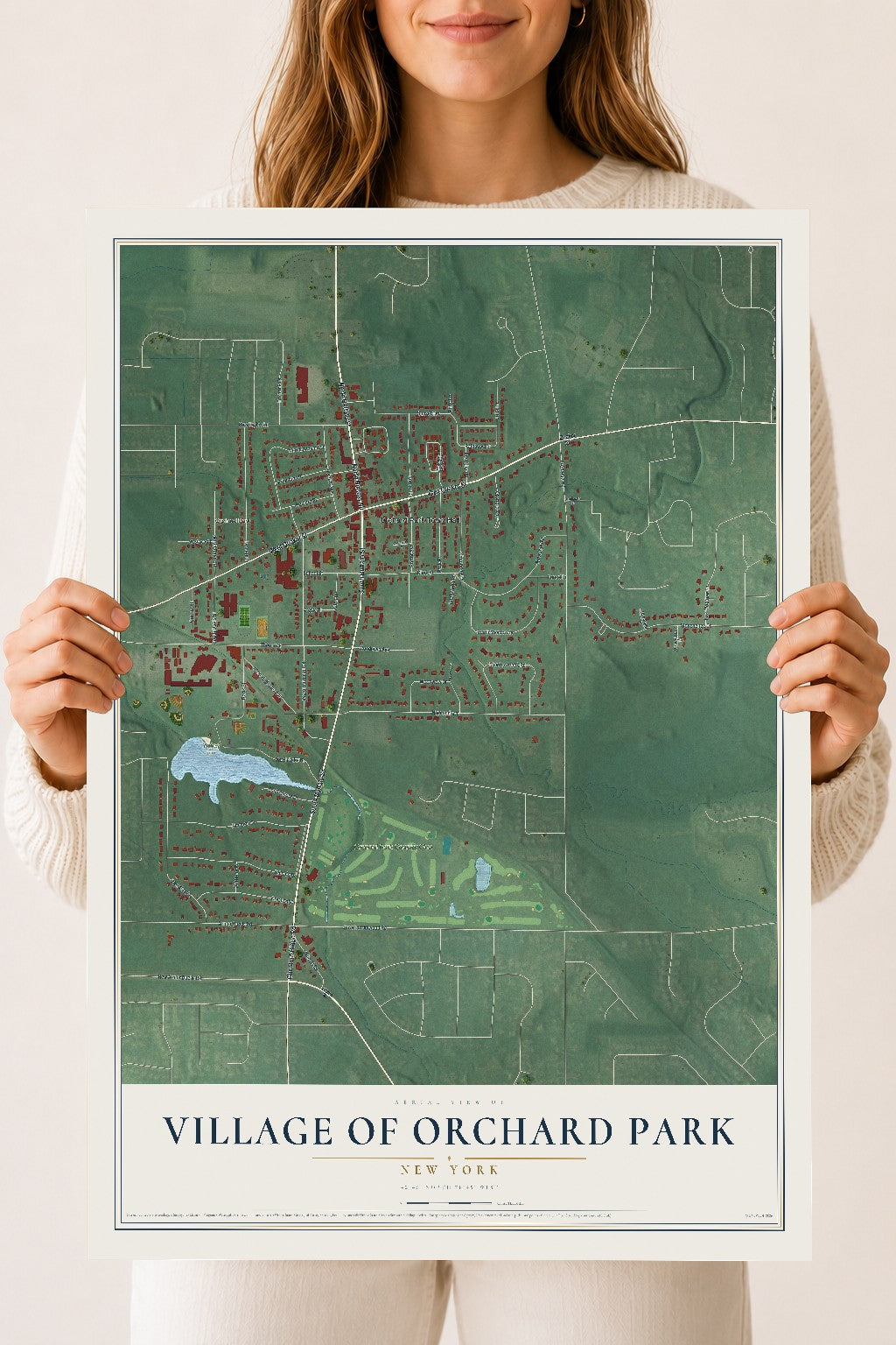 Orchard Park, New York map print, 18" x 24" Archival Matte Print mockup