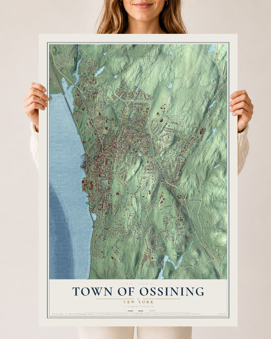 Ossining, New York map print, 24" x 36" Archival Matte Print mockup