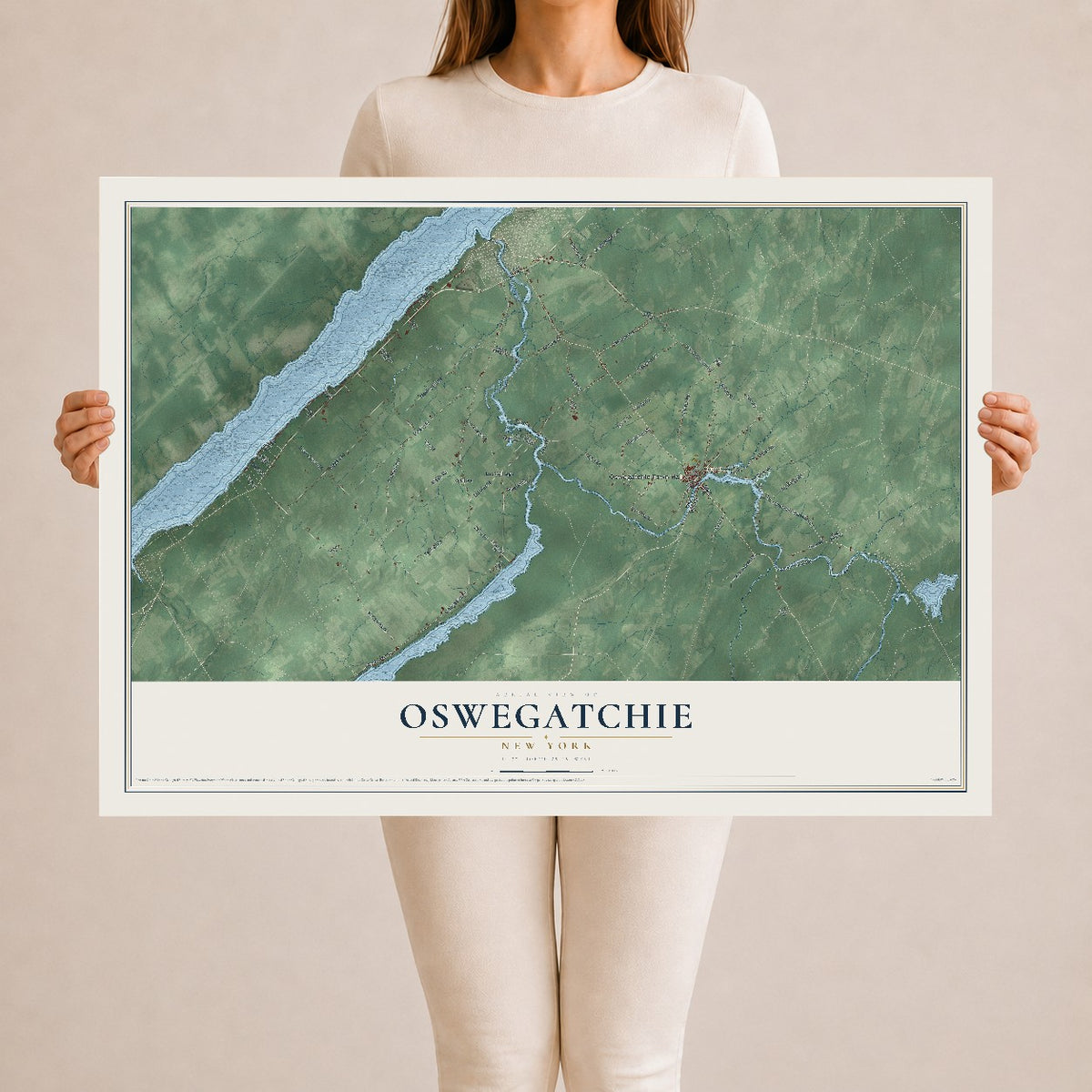 Map of Oswegatchie, New York, 24 x 36 inch unframed archival matte print