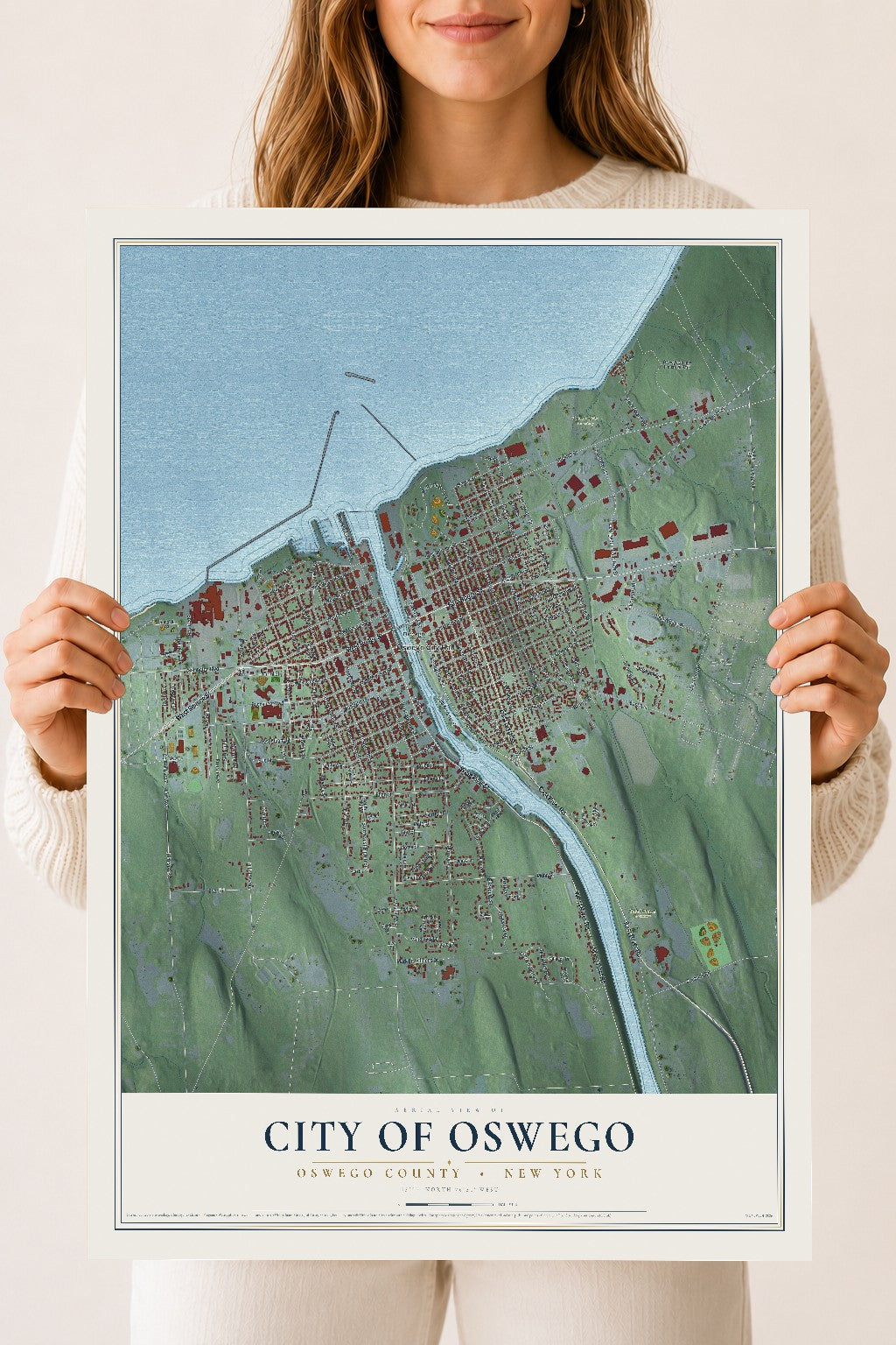 Map of the City of Oswego, Oswego County, New York, 18 x 24 inch unframed archival matte print