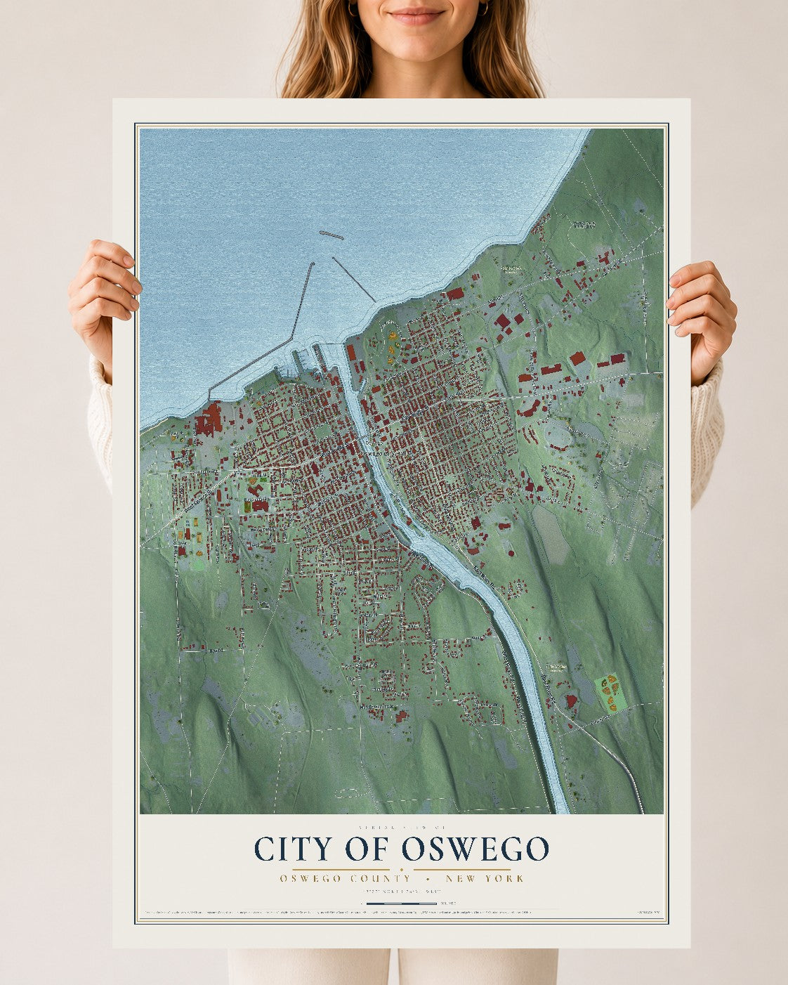 Map of the City of Oswego, Oswego County, New York, 24 x 36 inch unframed archival matte print