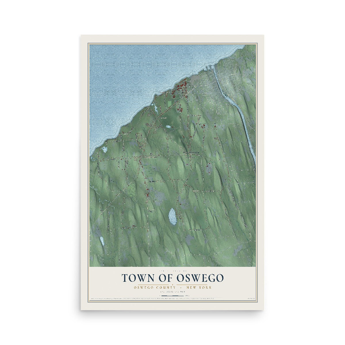 Oswego, New York map print, 12" x 18" Archival Matte Print mockup