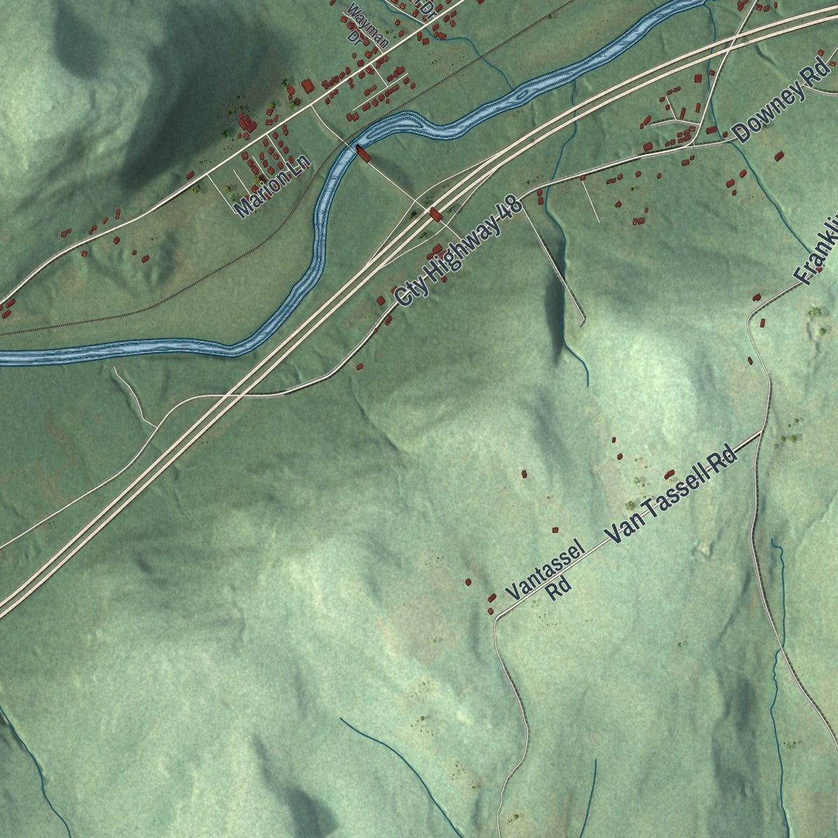 Close-up 2 of the Otego, New York map artwork