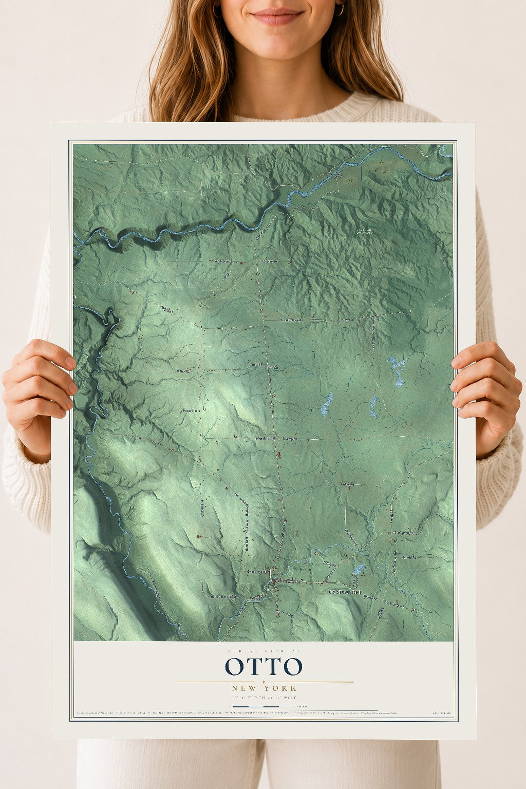 Otto, New York map print, 18" x 24" Archival Matte Print mockup