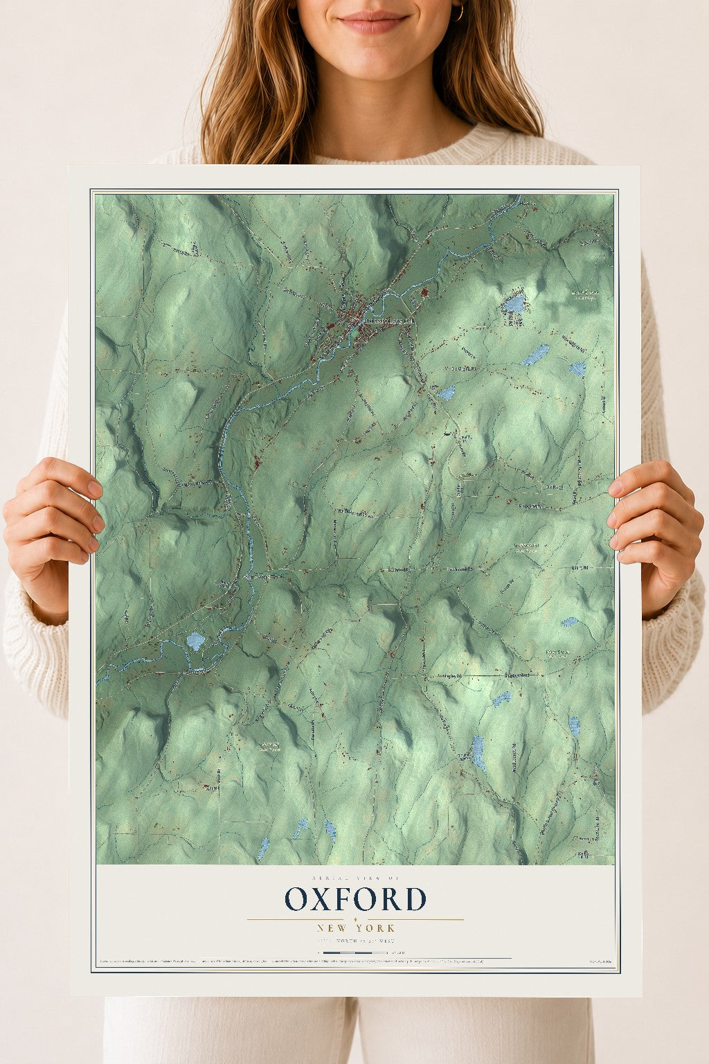 Oxford, New York map print, 18" x 24" Archival Matte Print mockup