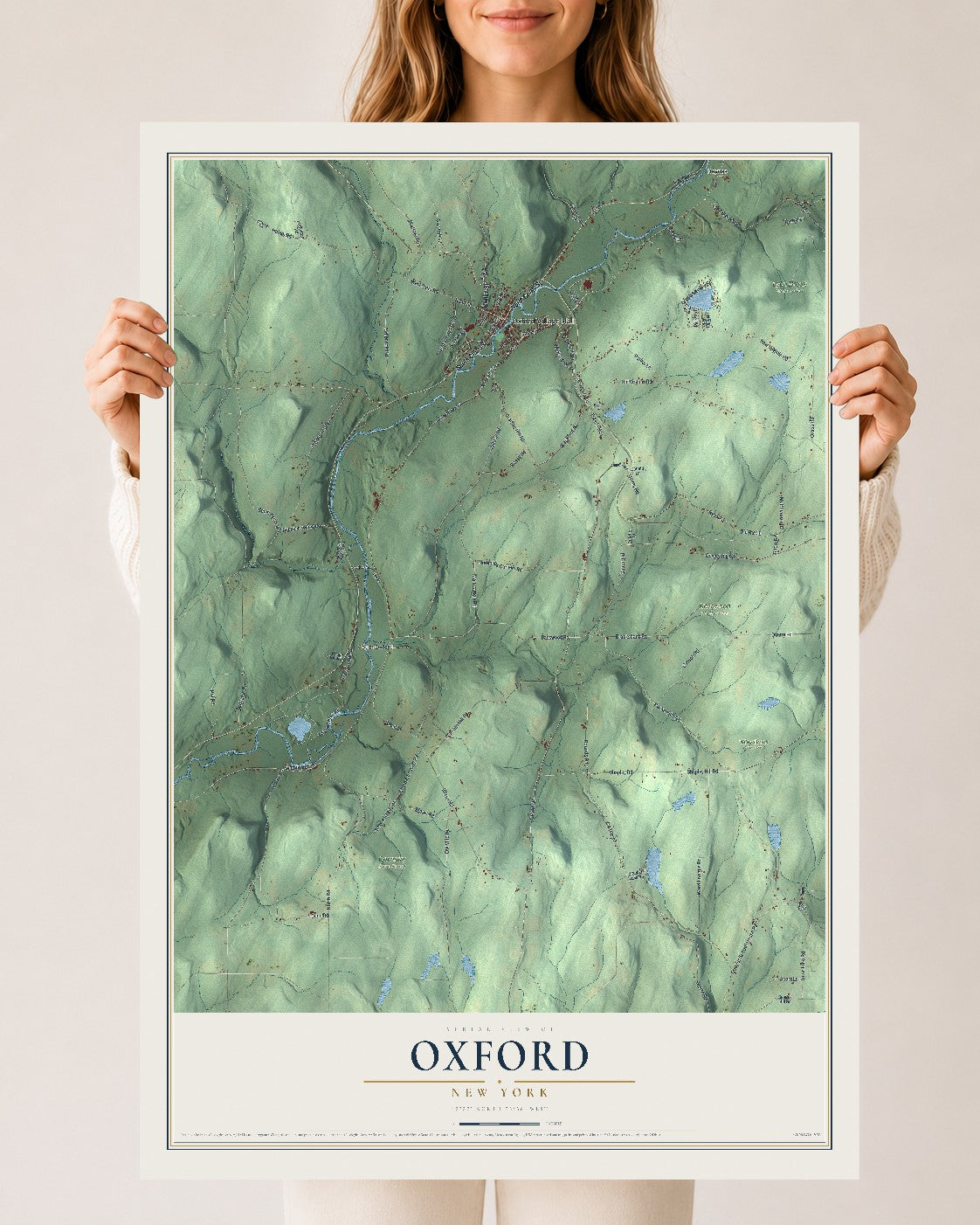 Oxford, New York map print, 24" x 36" Archival Matte Print mockup