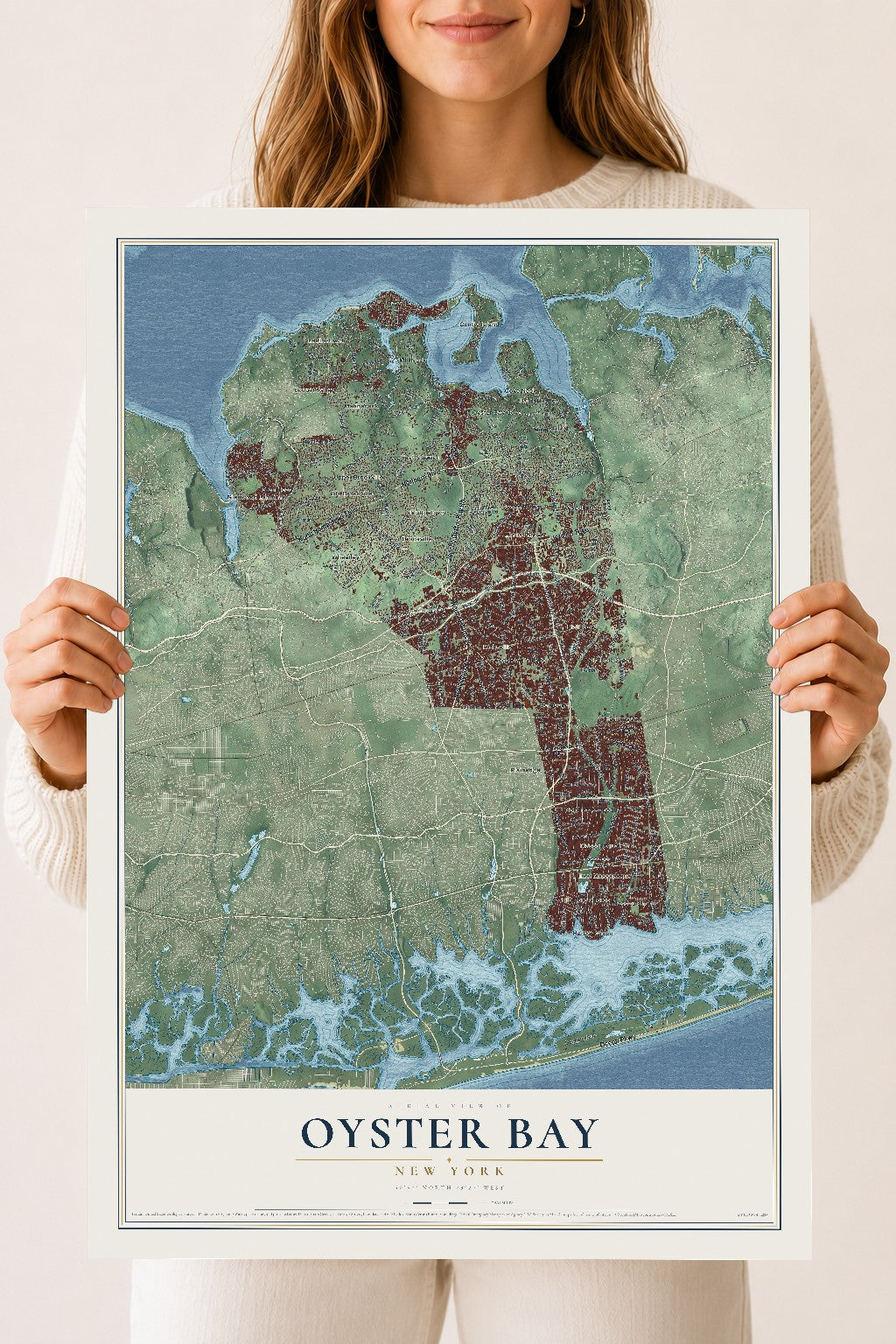 Oyster Bay, New York map print, 18" x 24" Archival Matte Print mockup
