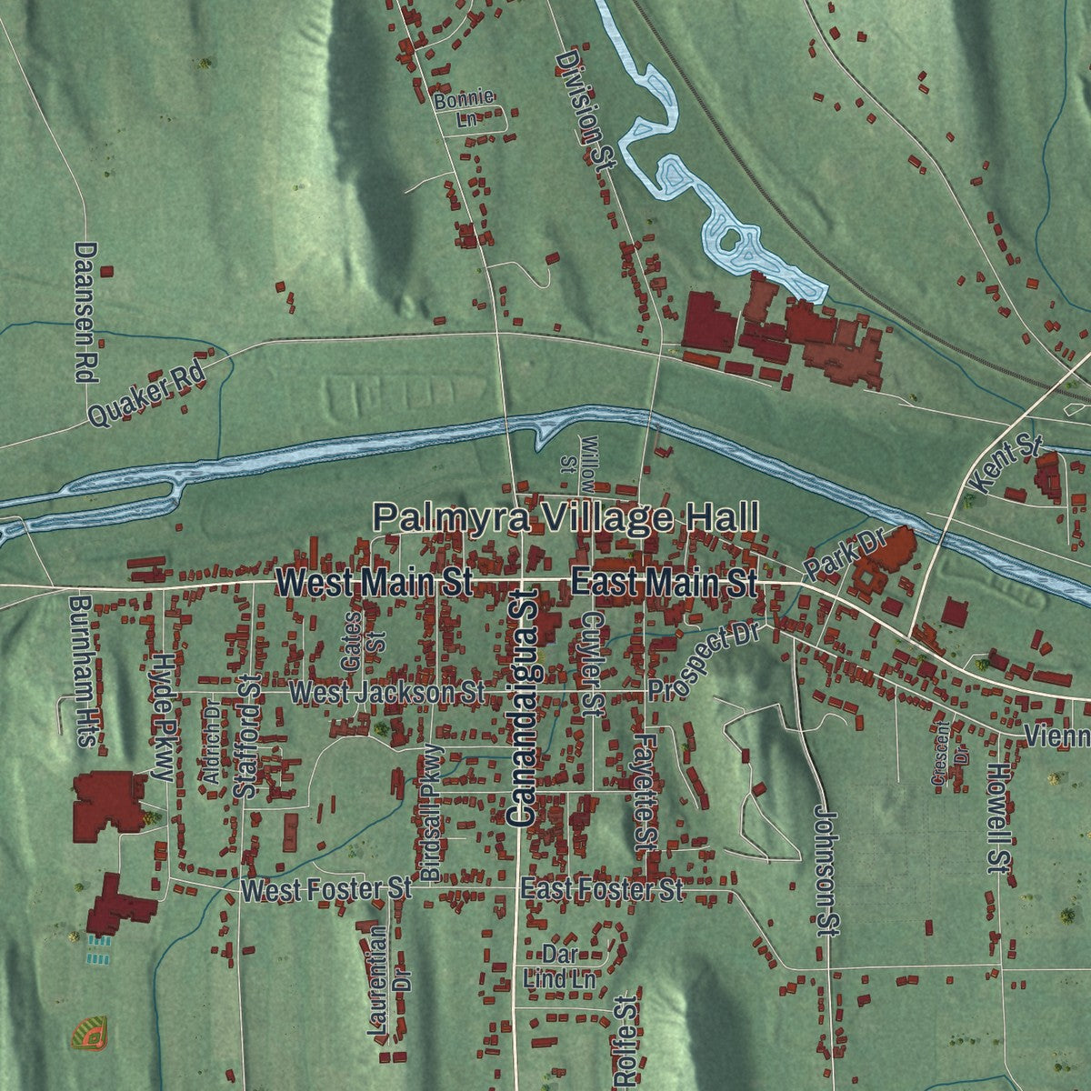 Close-up 1 of the Palmyra, New York map artwork