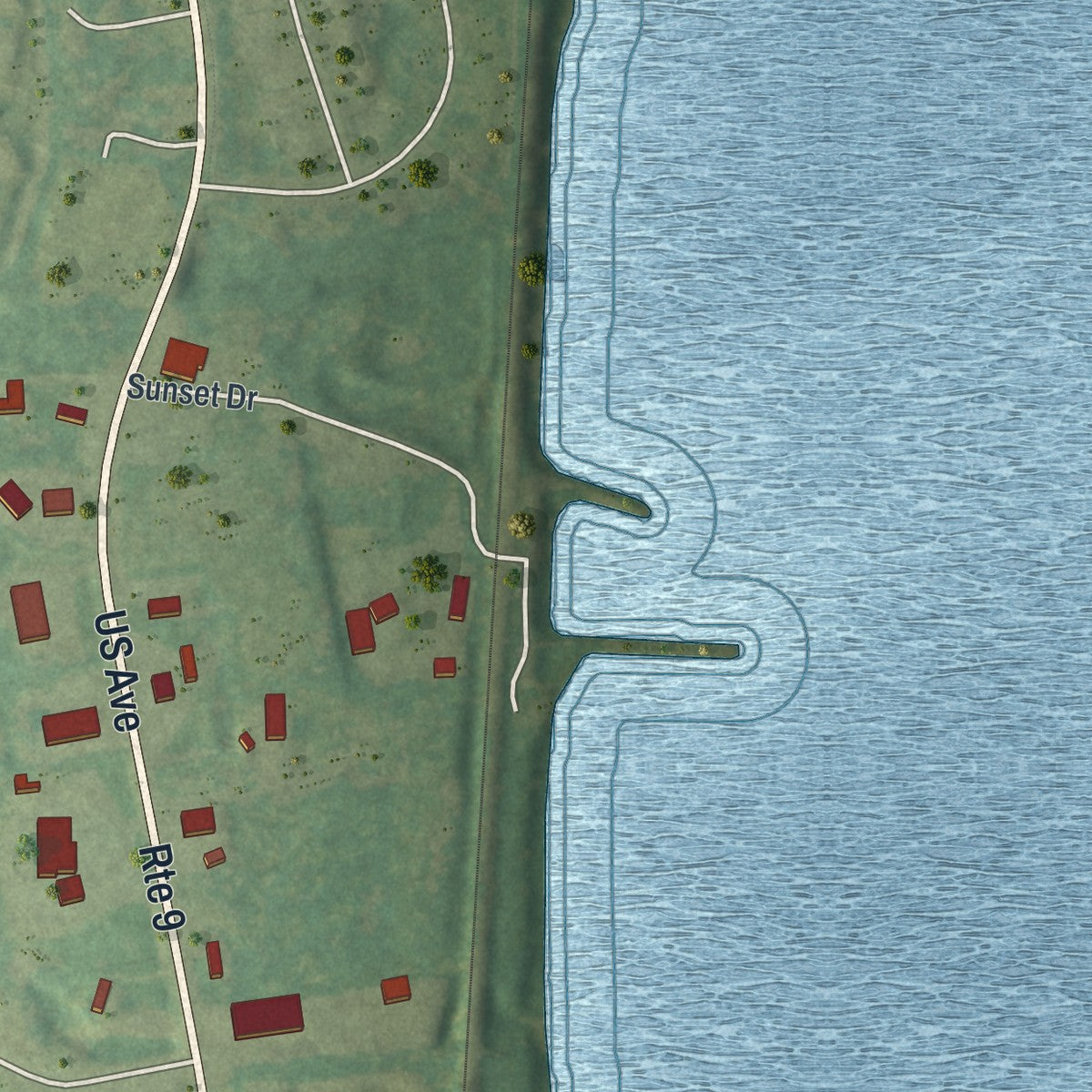 Close-up of the map of Parc, New York print showing street and building detail