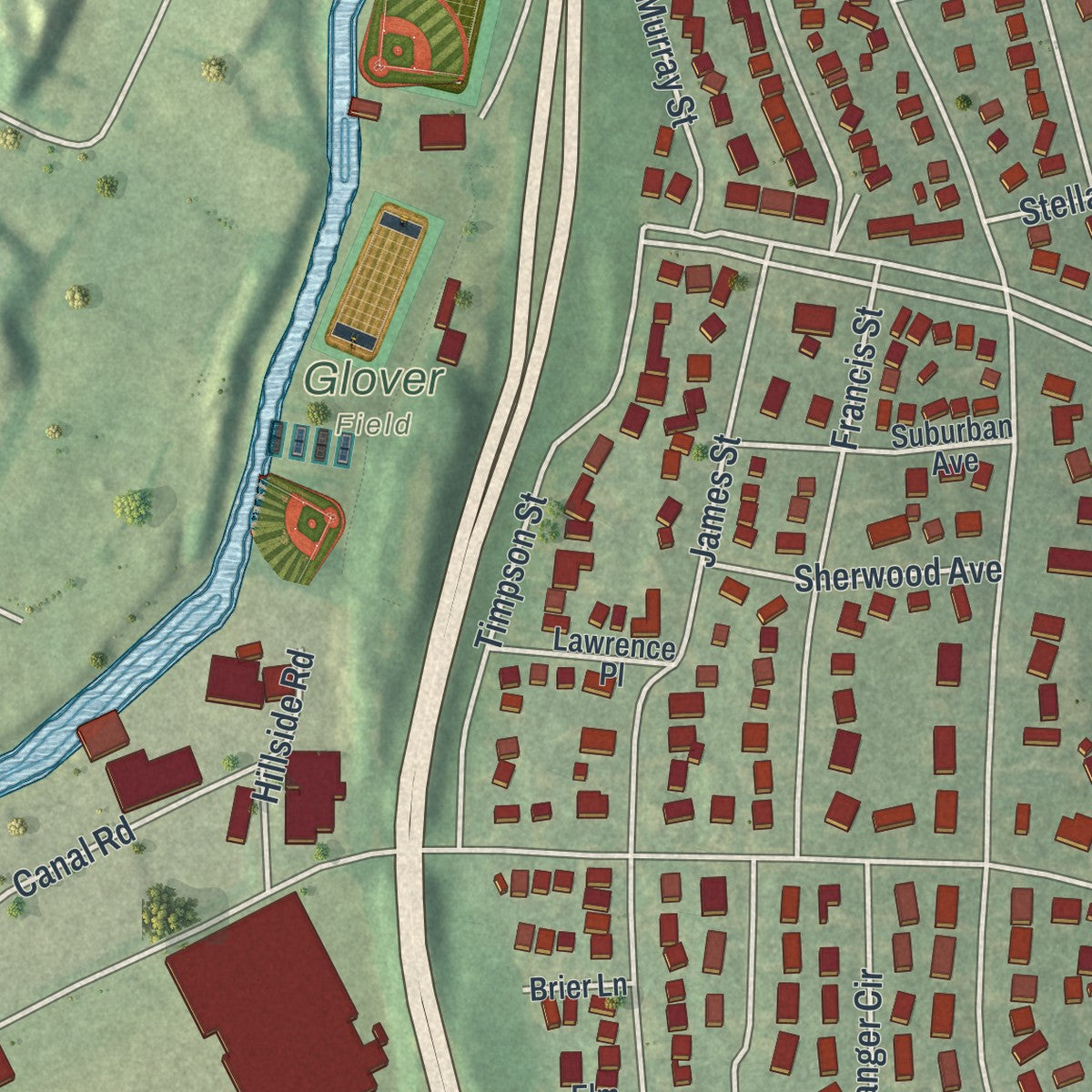 Close-up 1 of the Pelham Manor, New York map artwork