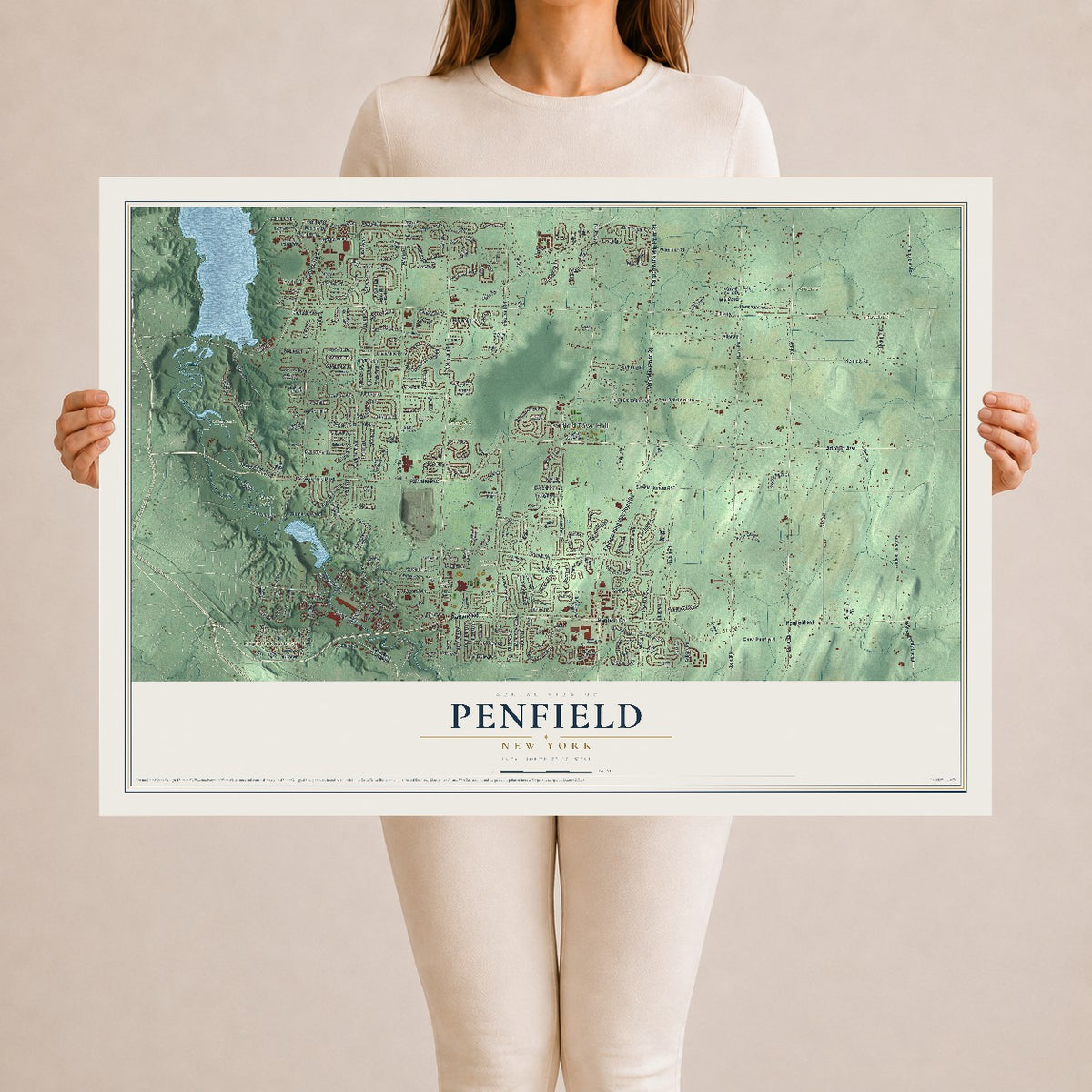 Penfield, New York map print, 24" x 36" Archival Matte Print mockup