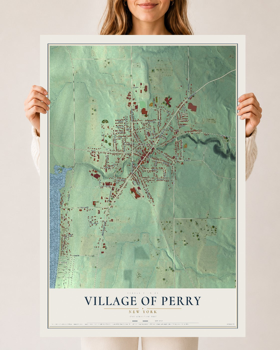 Perry, New York map print, 24" x 36" Archival Matte Print mockup